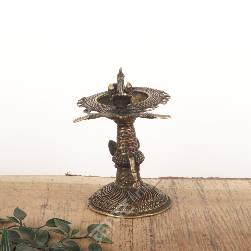 Tribal Brass Lamp Stand (Dokra Art)