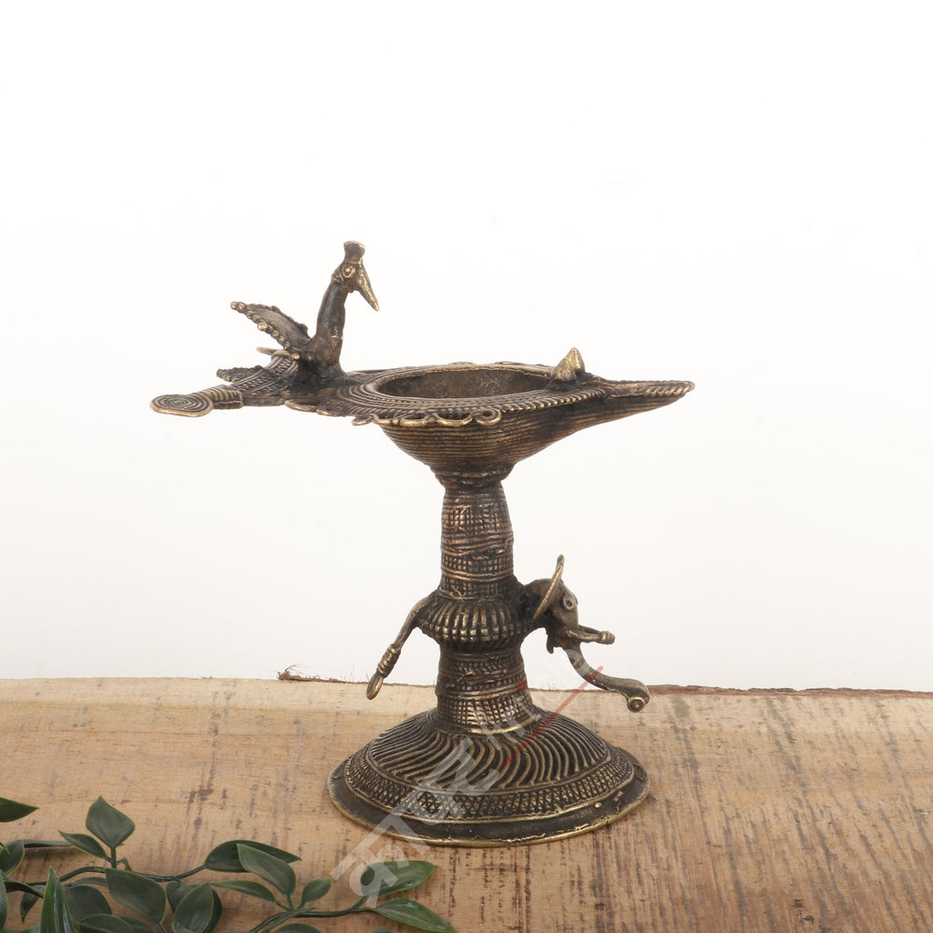 Tribal Brass Lamp Stand (Dokra Art)