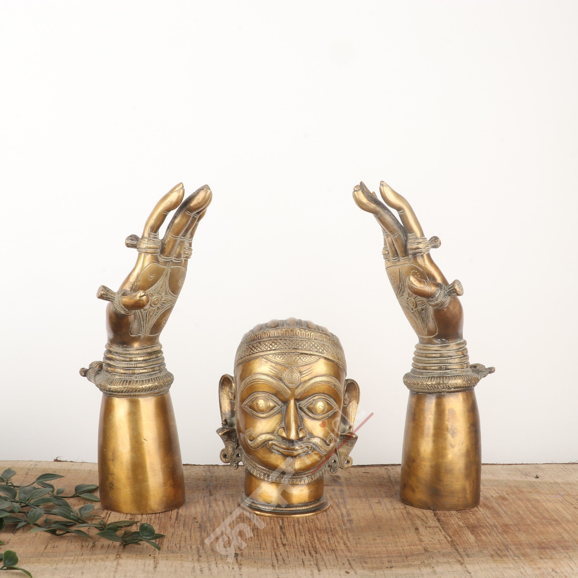 Brass Shiva Head Sculpture 7"