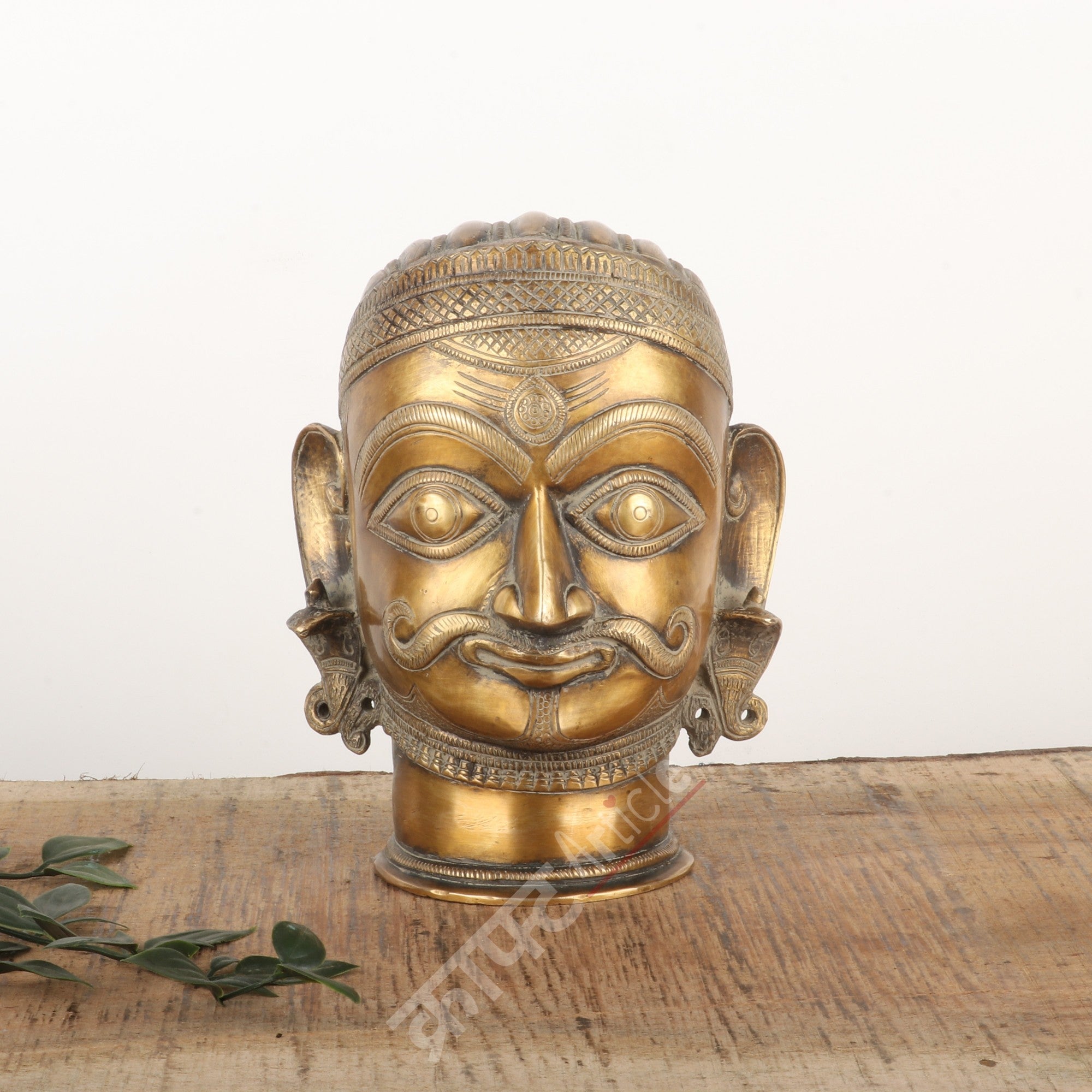 Brass Shiva Head Sculpture 7"