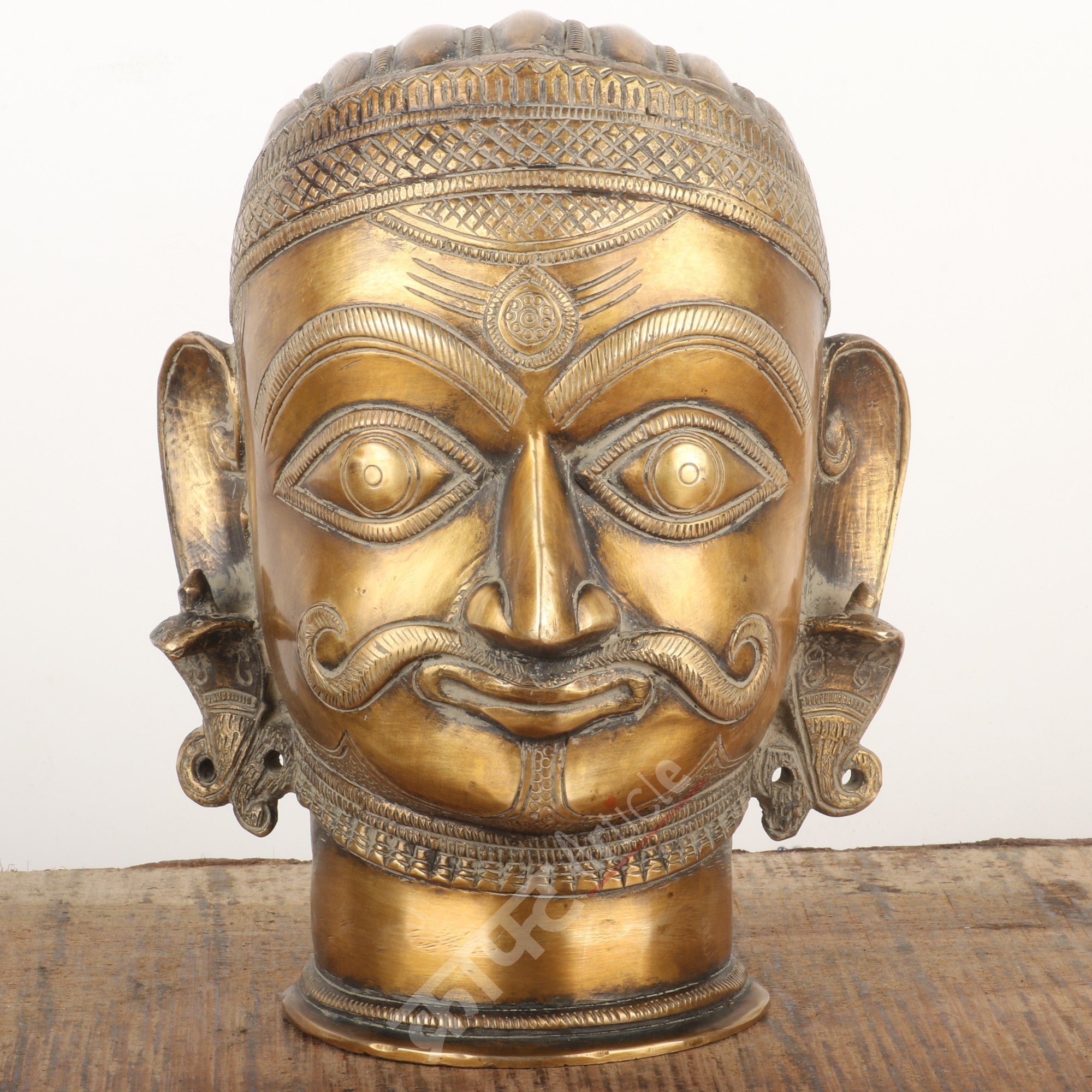 Brass Shiva Head Sculpture 7"