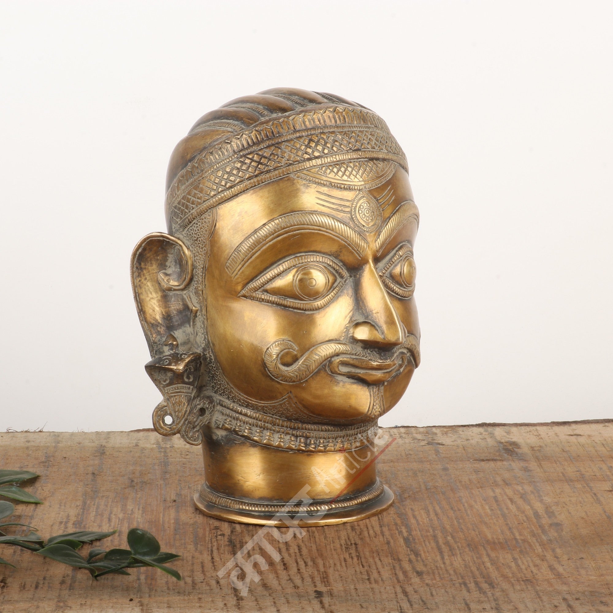 Brass Shiva Head Sculpture 7"