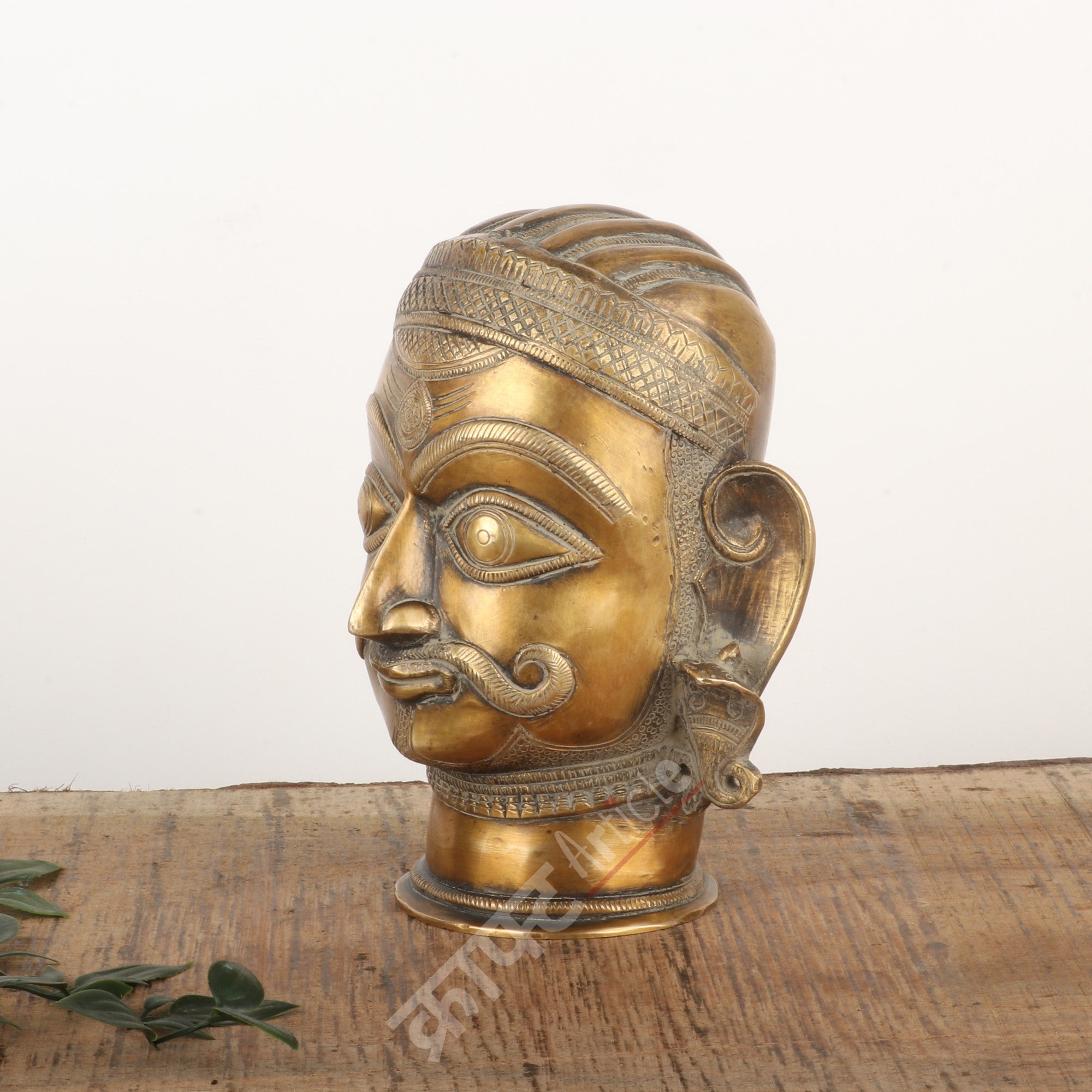 Brass Shiva Head Sculpture 7"