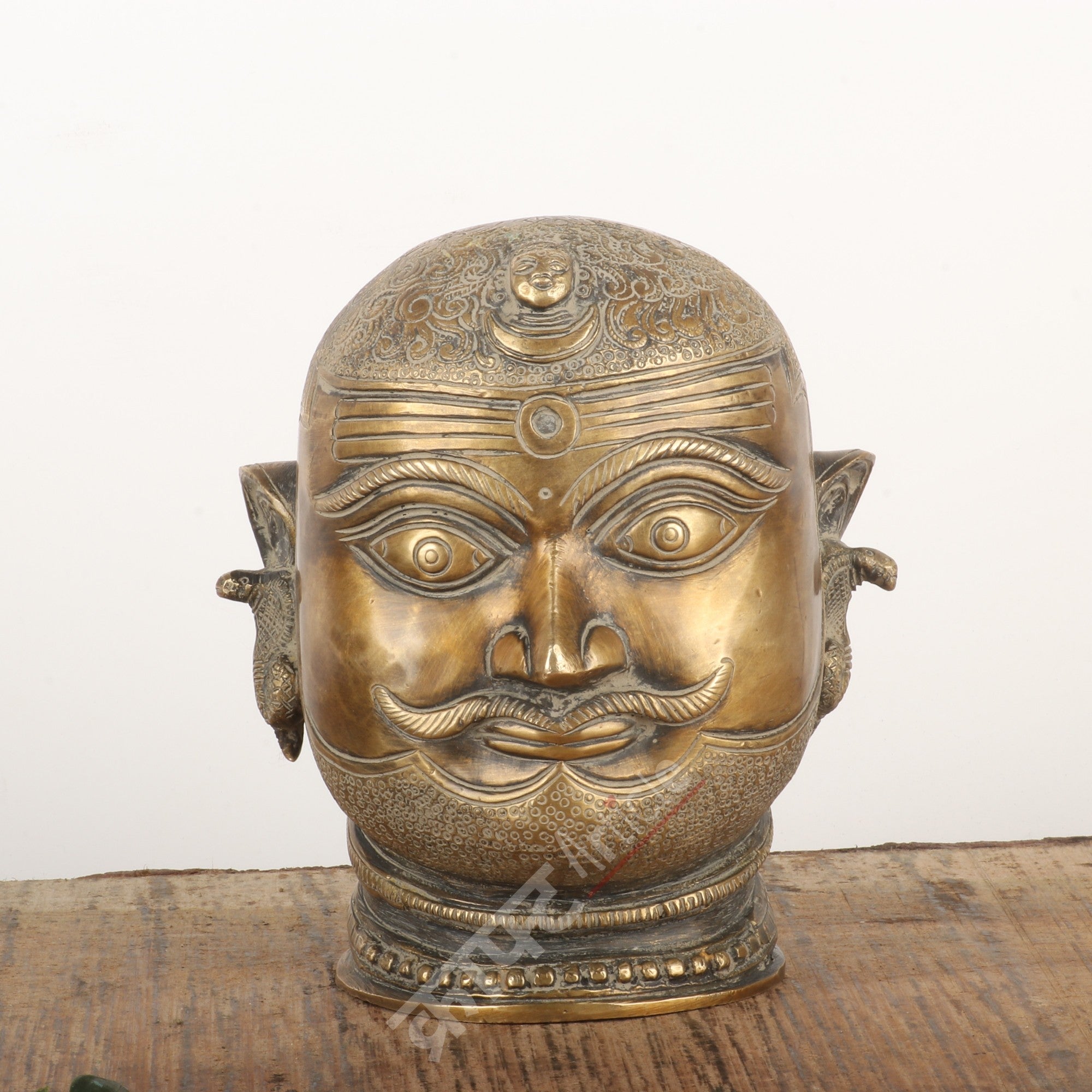 Brass Shiva Head Sculpture 5"