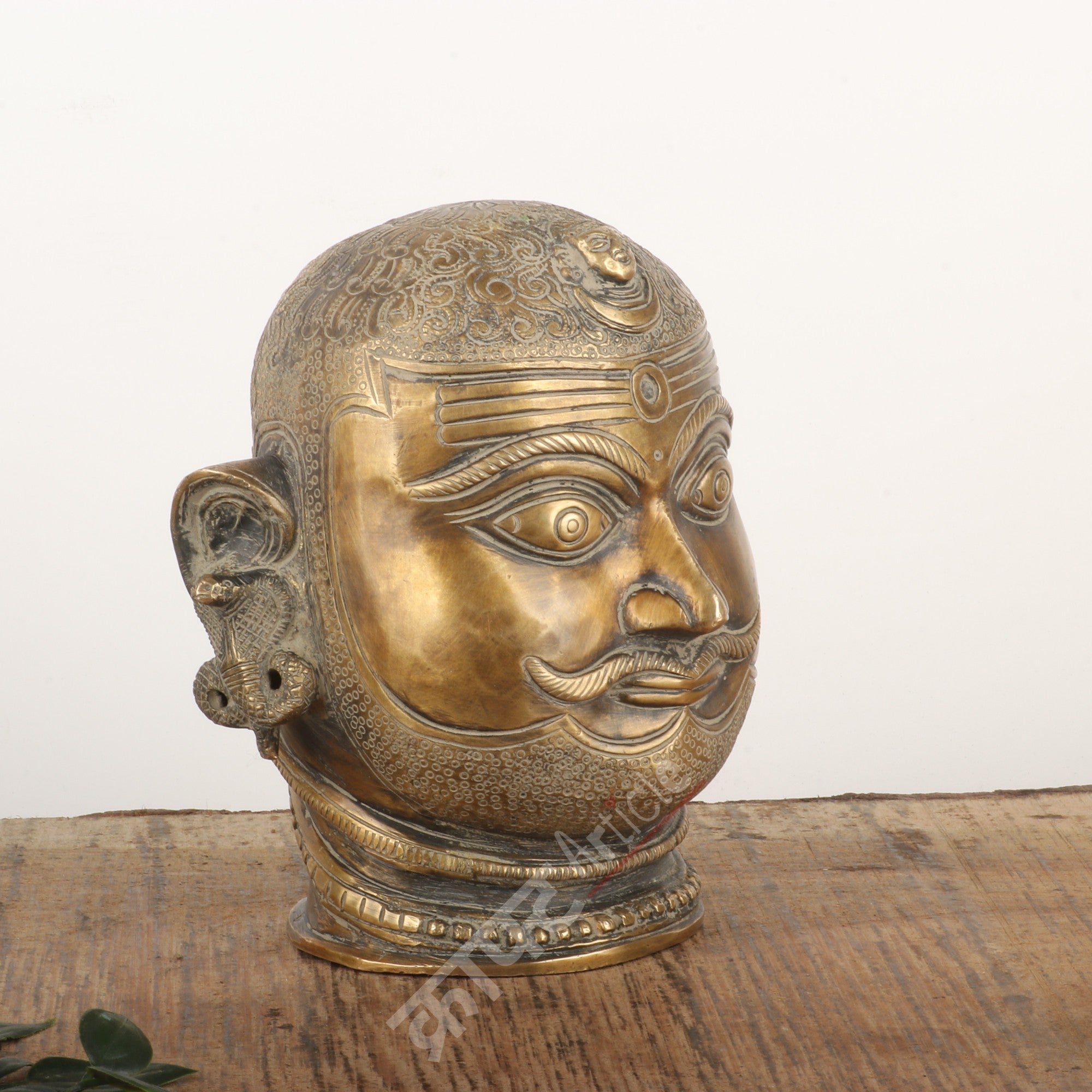 Brass Shiva Head Sculpture 5"