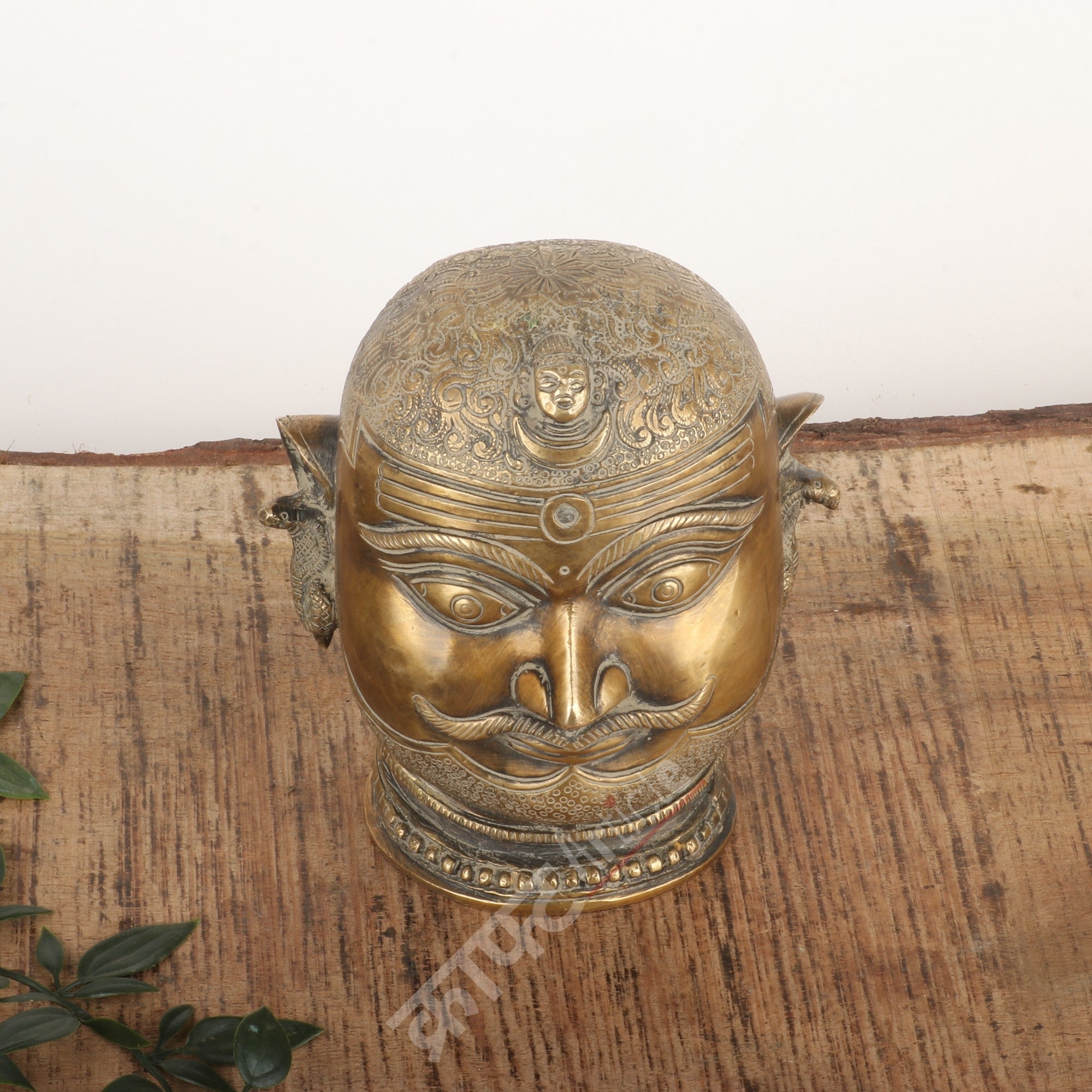 Brass Shiva Head Sculpture 5"