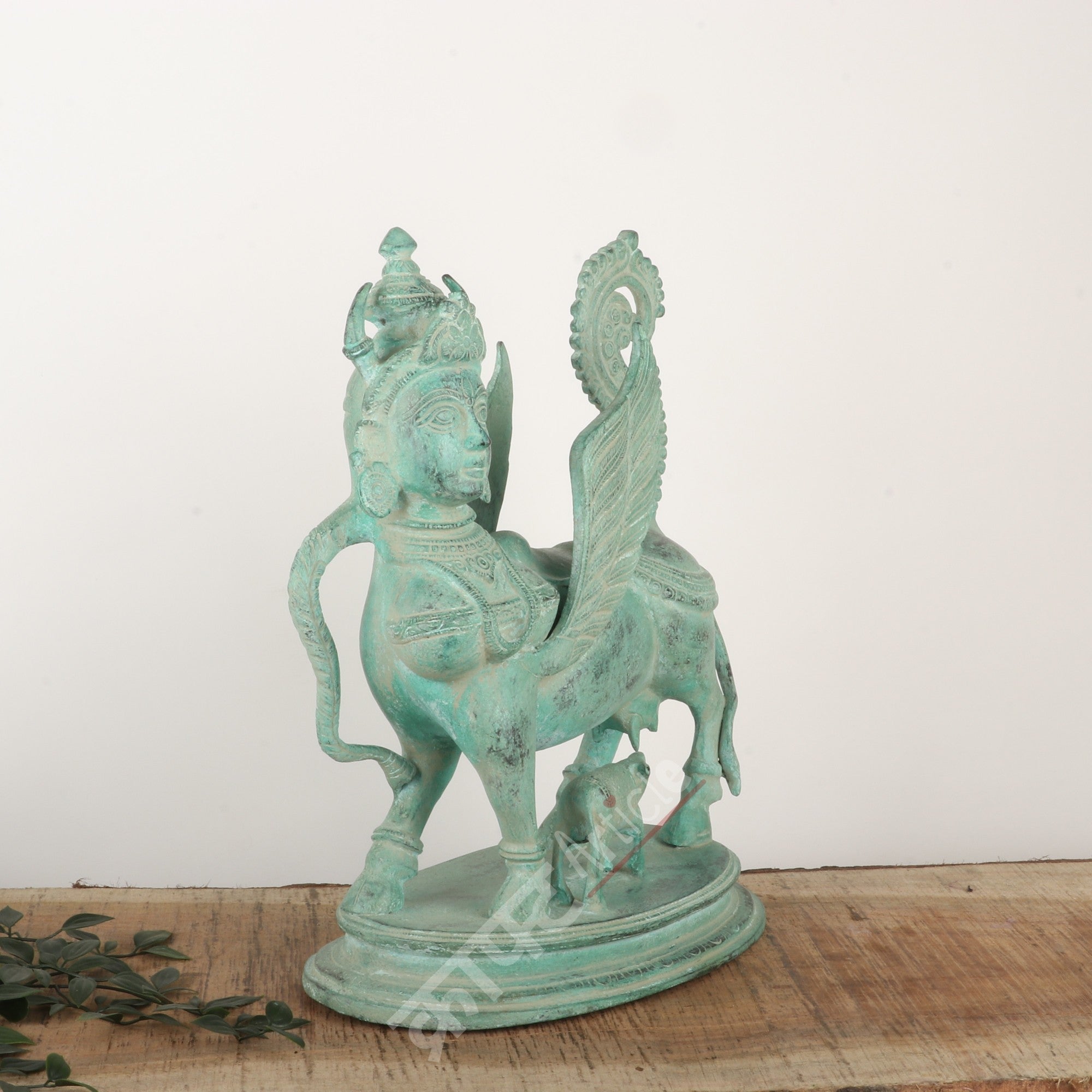 Brass Kamdhenu Cow & Calf Sculpture