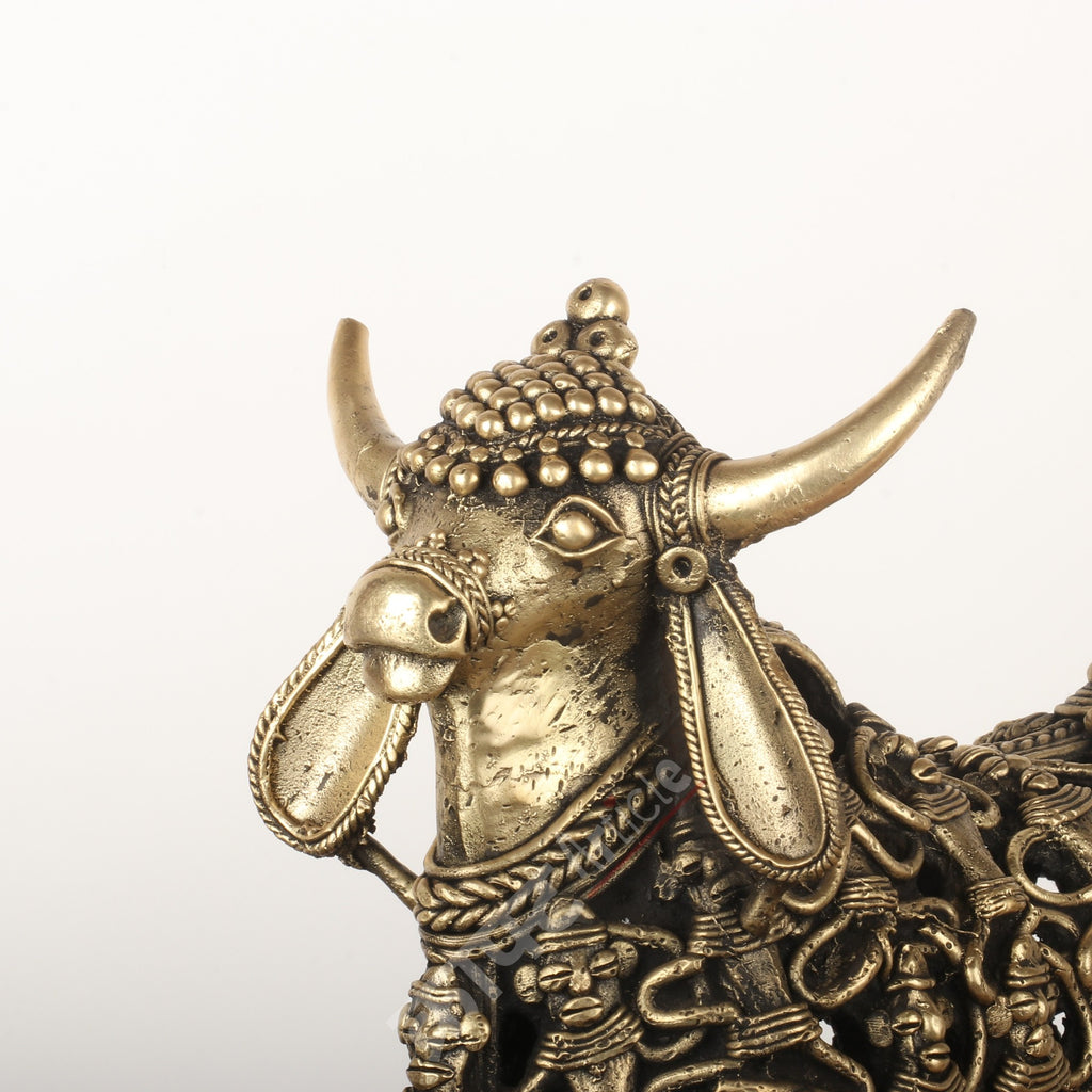 Tribal Brass Nandi Bull Idol – Sacred Guardian of Lord Shiva