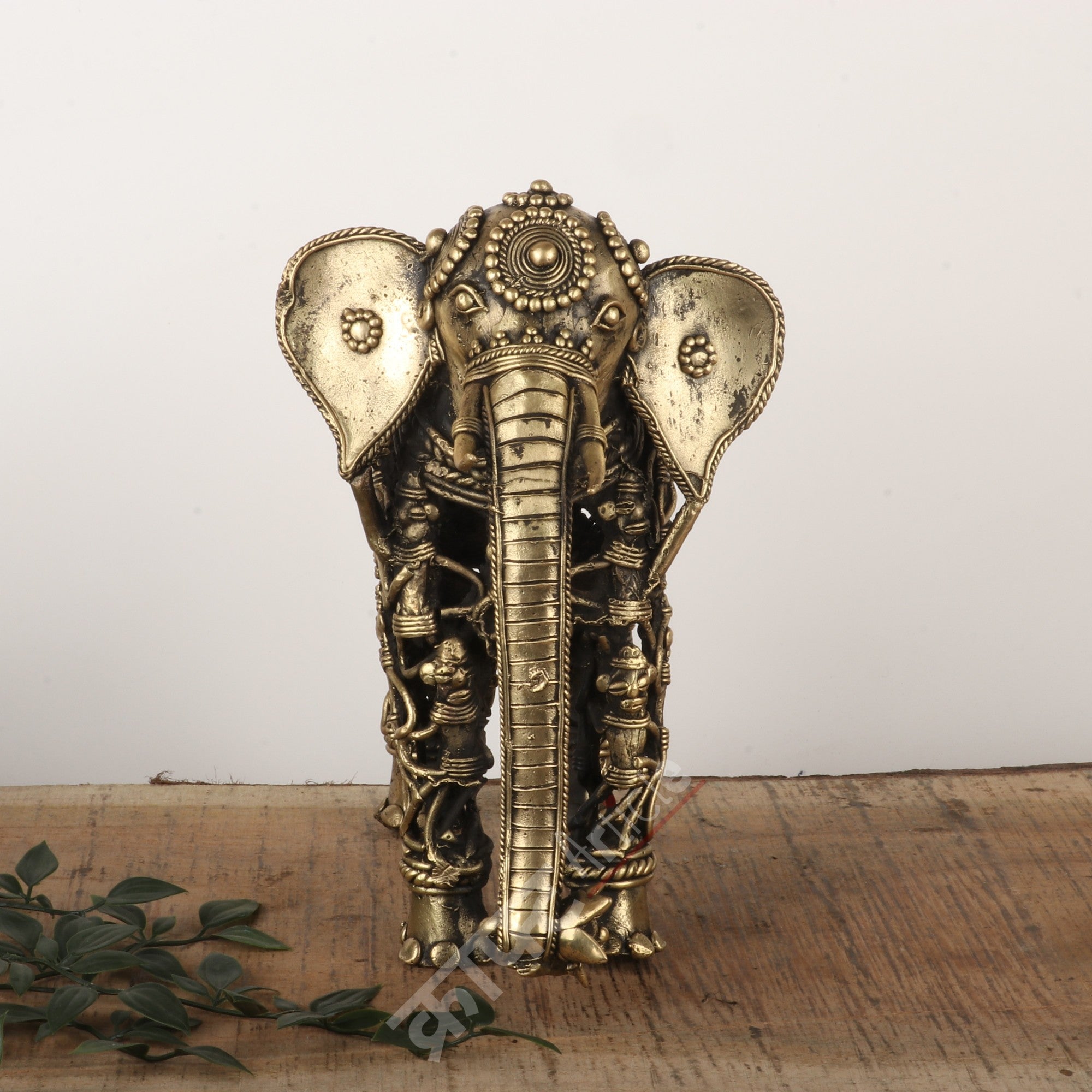 Tribal Brass Elephant Sculpture