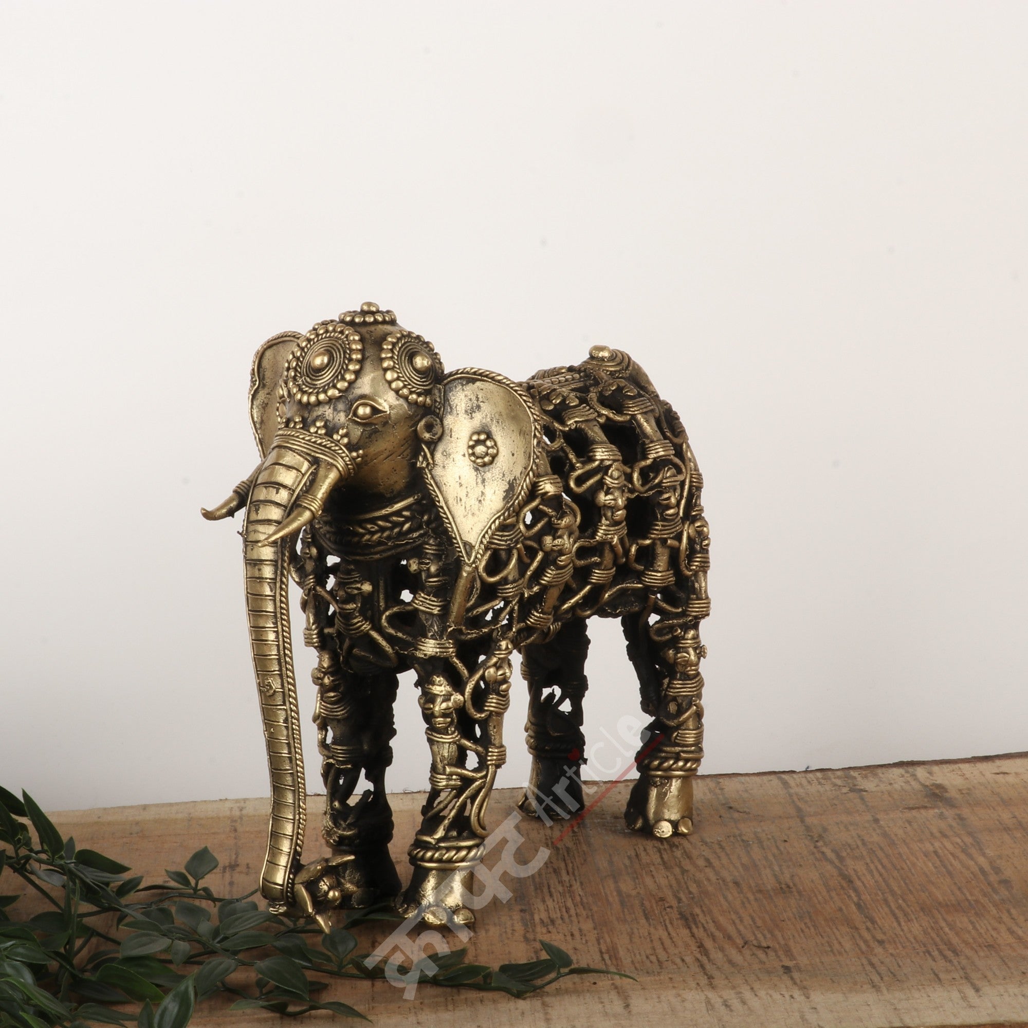 Tribal Brass Elephant Sculpture