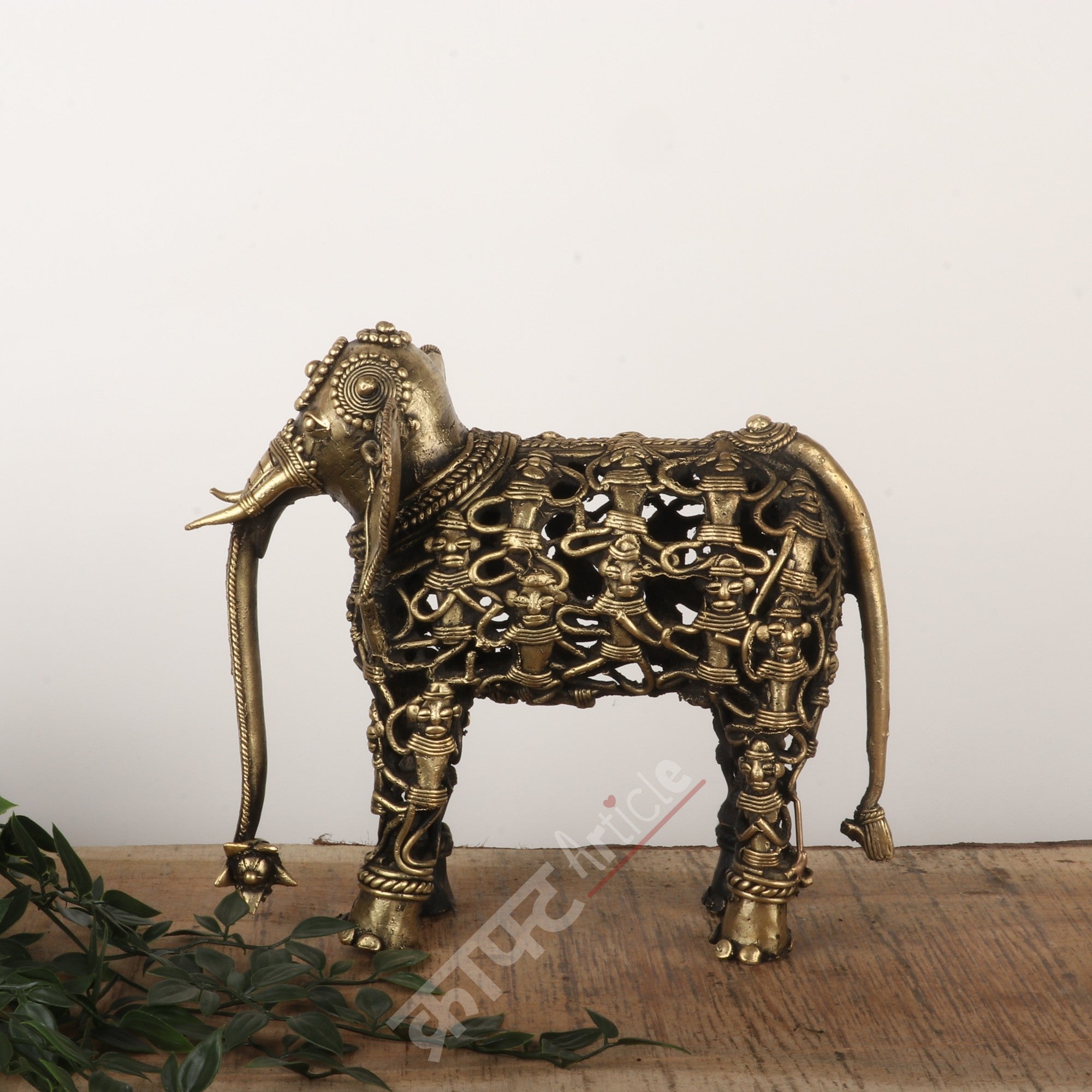 Tribal Brass Elephant Sculpture