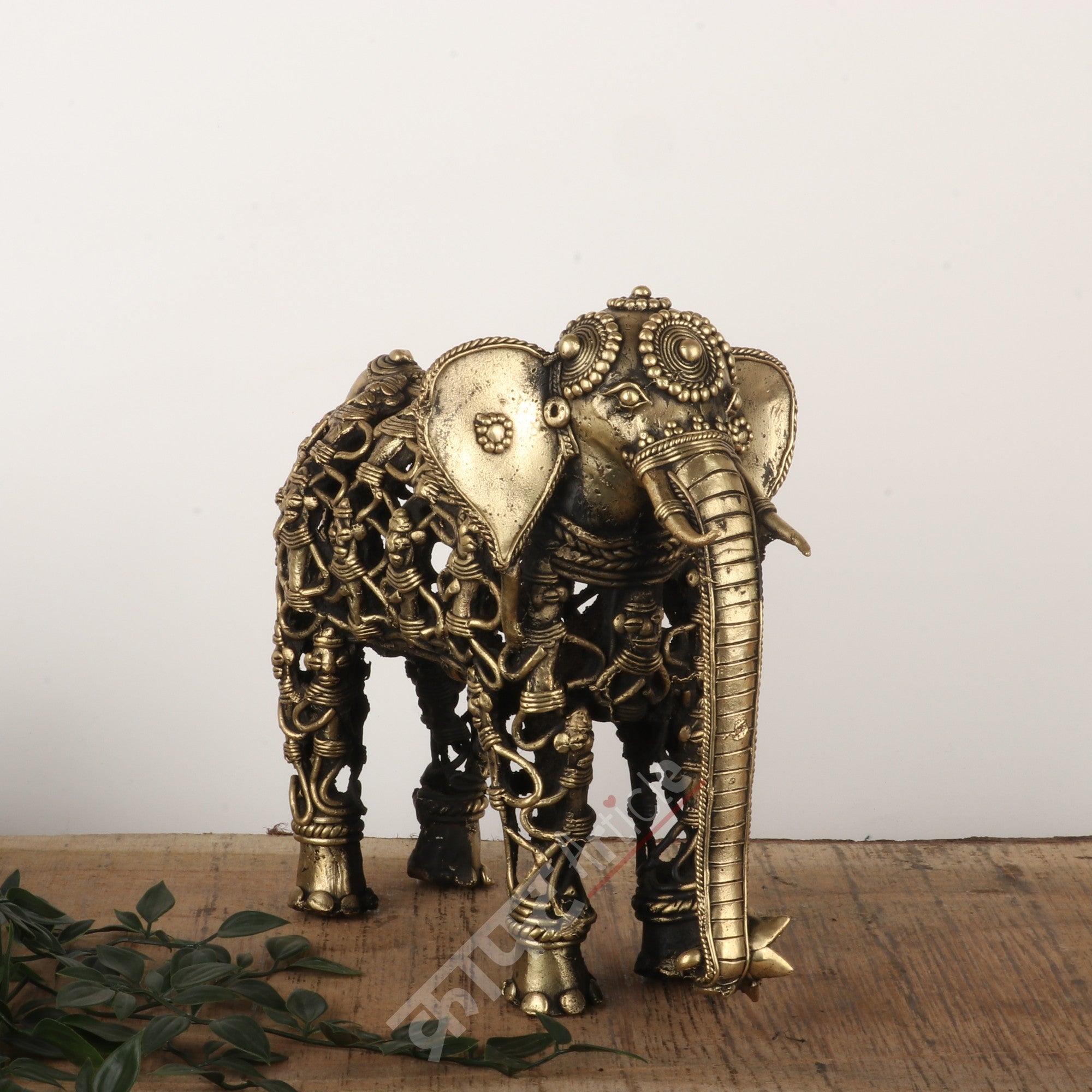 Tribal Brass Elephant Sculpture
