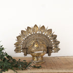 Brass Tribal Deity Face Mask – Sacred Wall Sculpture