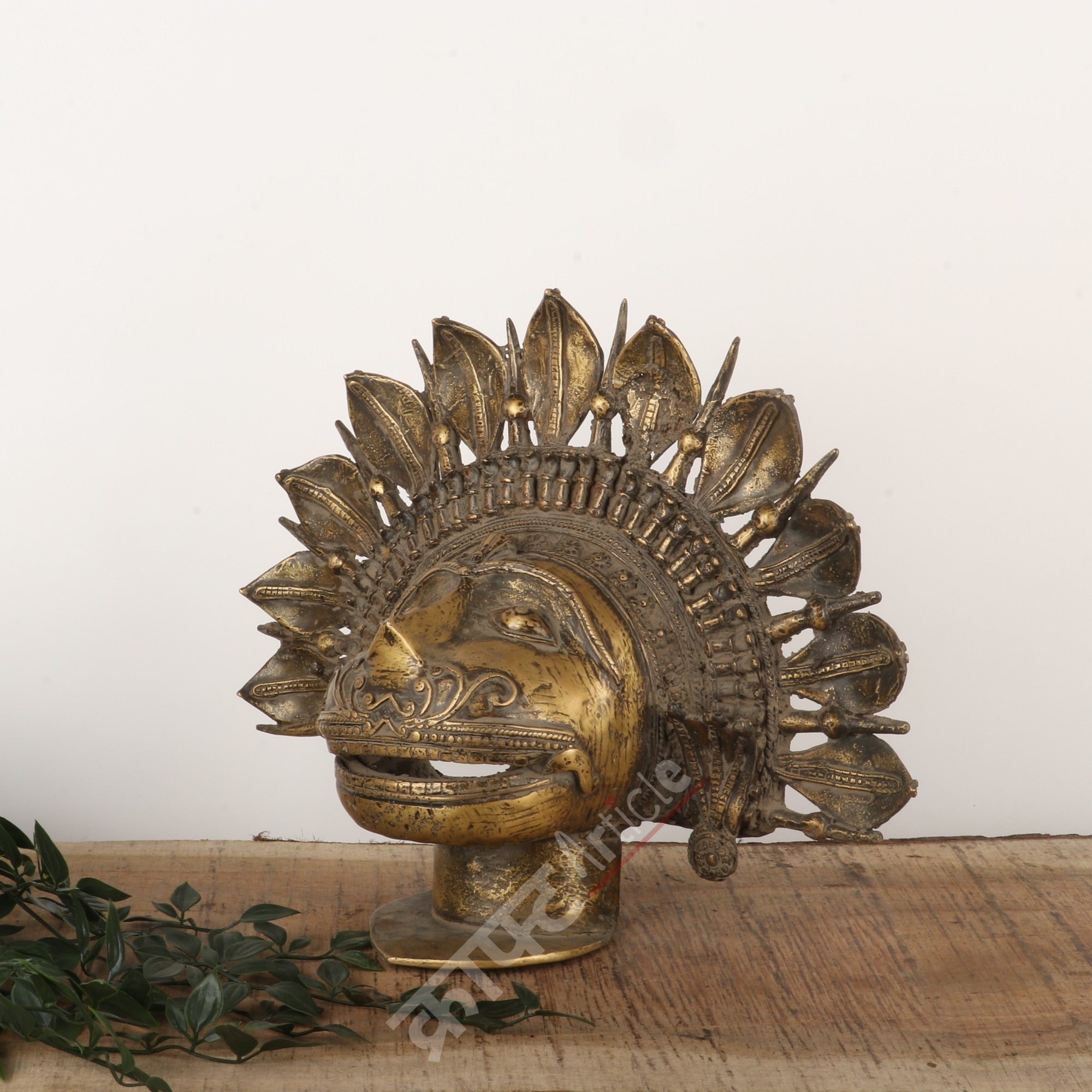 Brass Tribal Deity Face Mask – Sacred Wall Sculpture