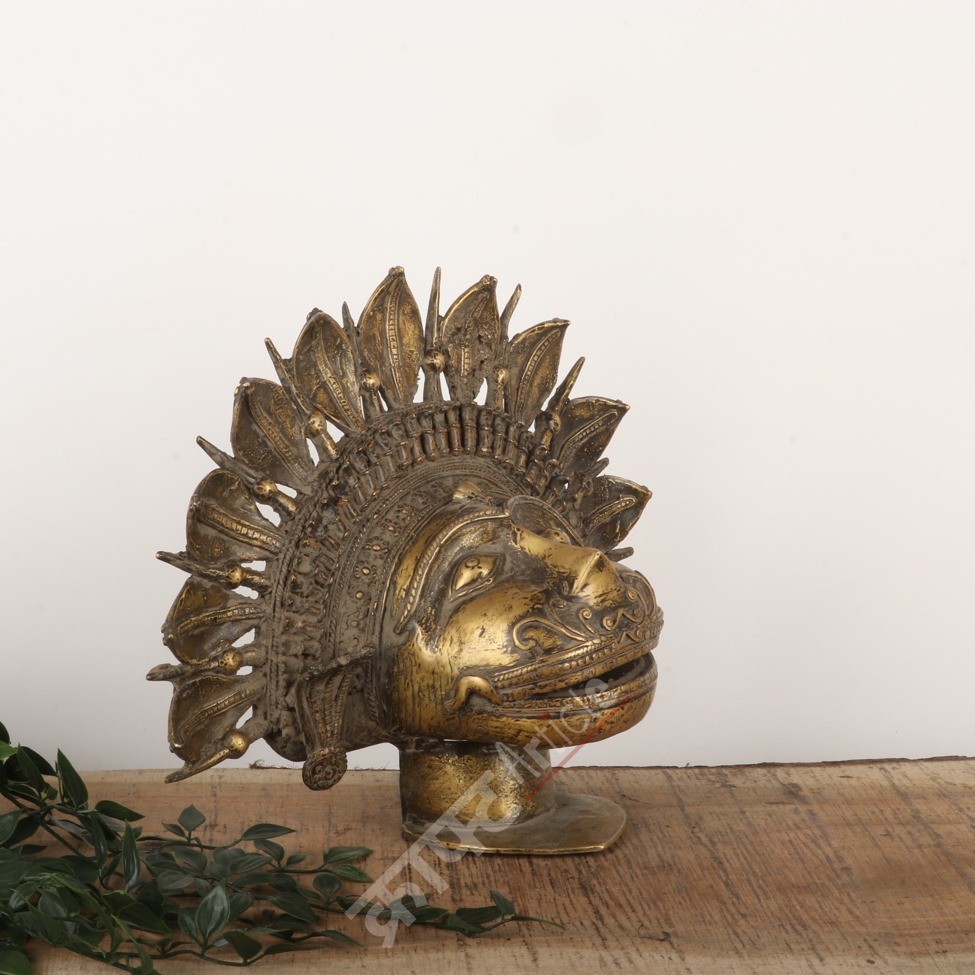 Brass Tribal Deity Face Mask – Sacred Wall Sculpture