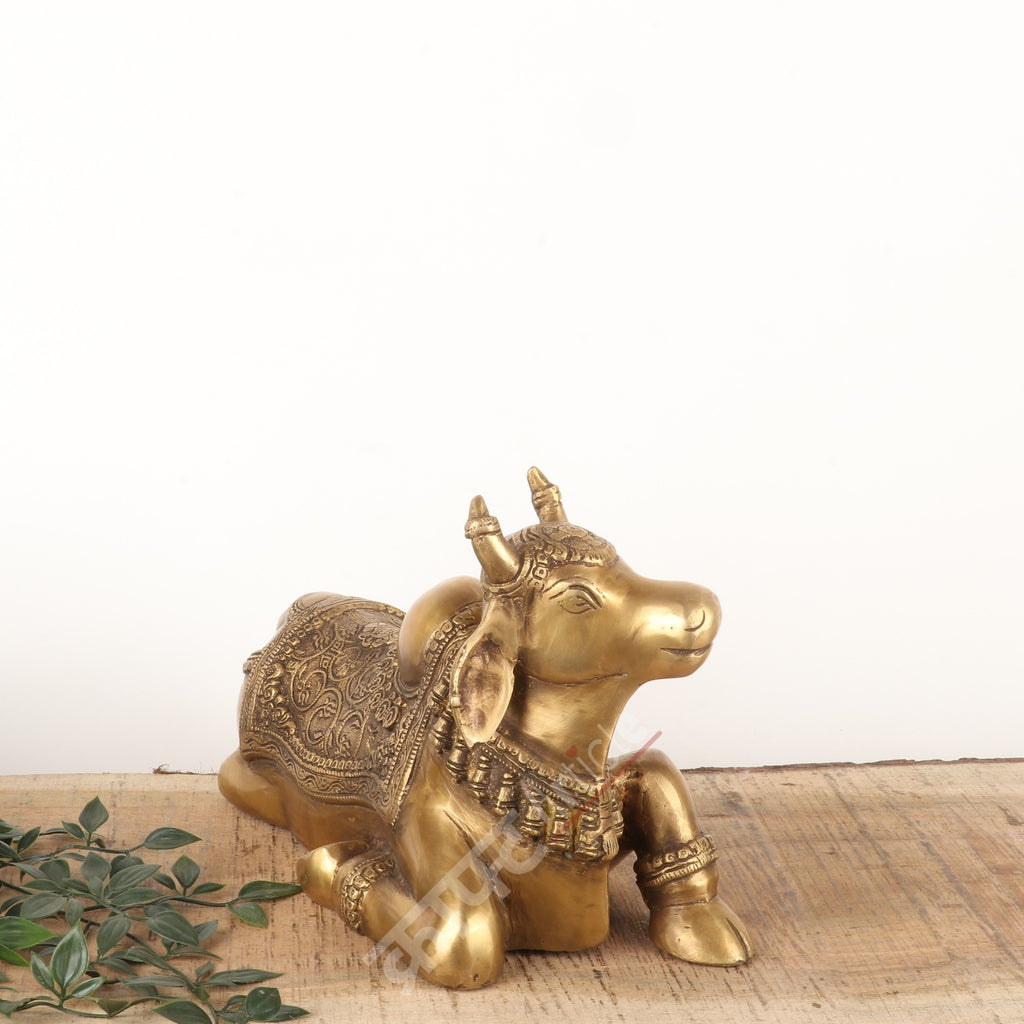 Brass Sitting Nandi Bull Idol