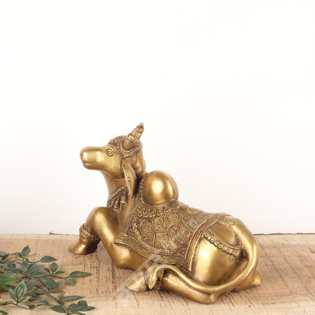 Brass Sitting Nandi Bull Idol