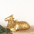 Brass Sitting Nandi Bull Idol in Gold Finish