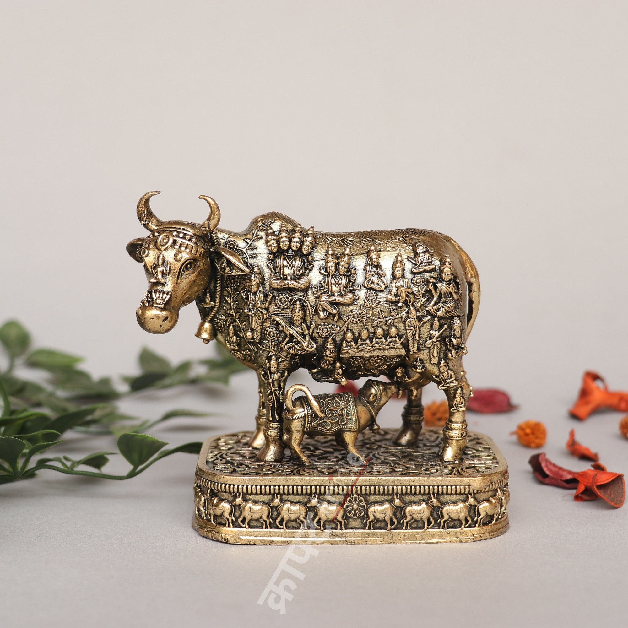 Brass Kamdhenu Cow Idol