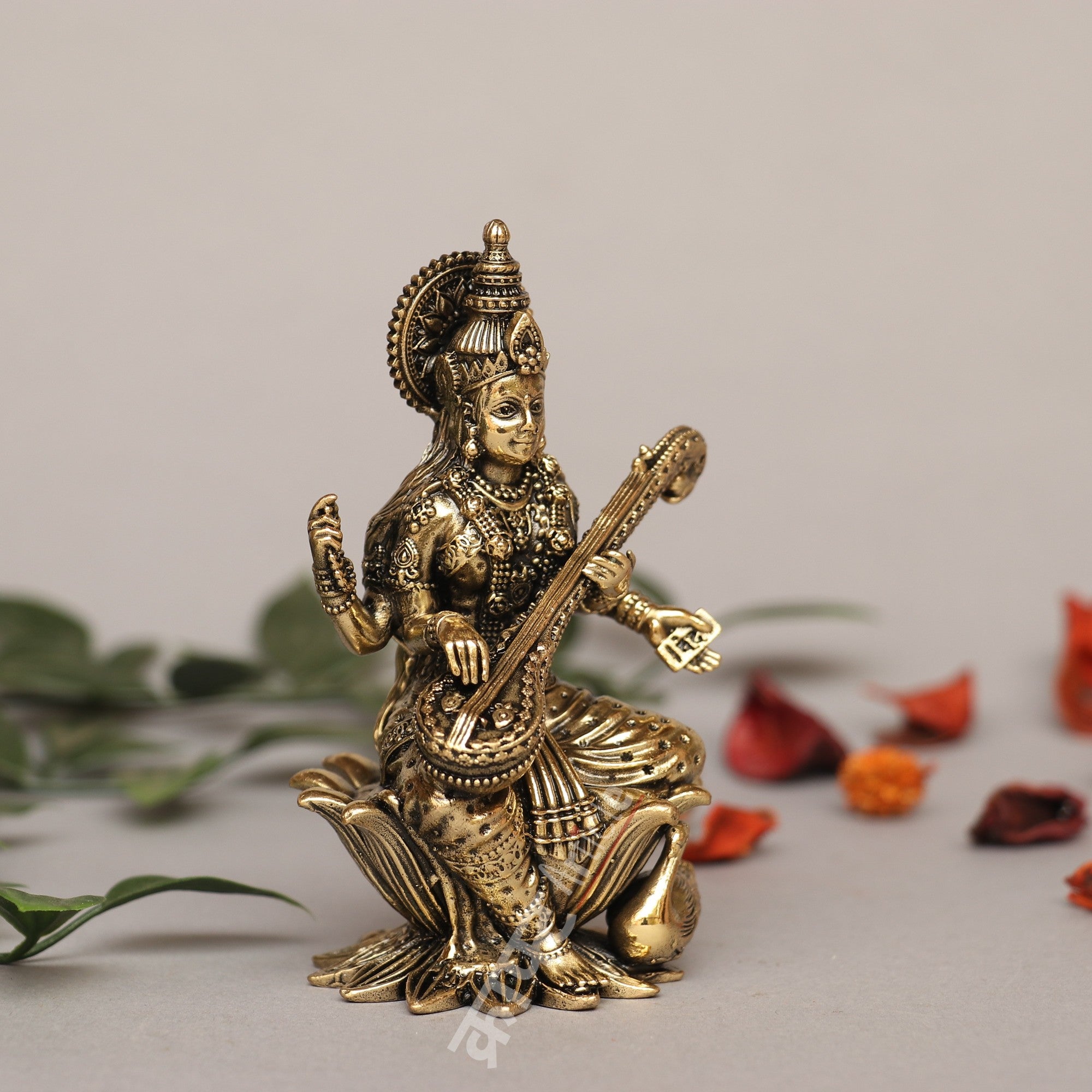 Brass Goddess Sarasvati Idol – Symbol of Wisdom & Art