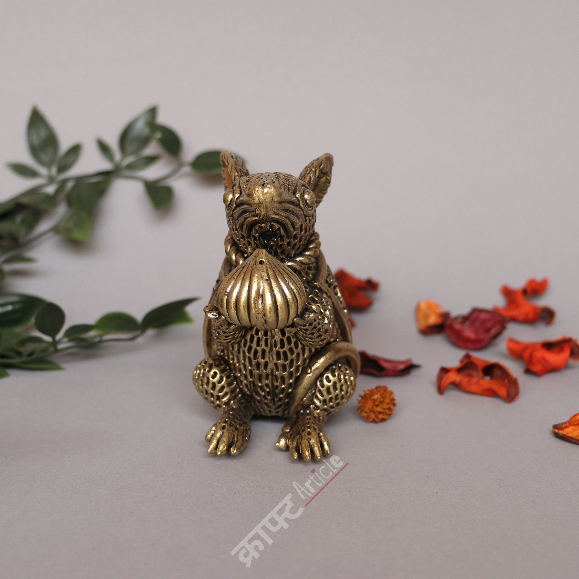Brass Mouse with Modak Figurine