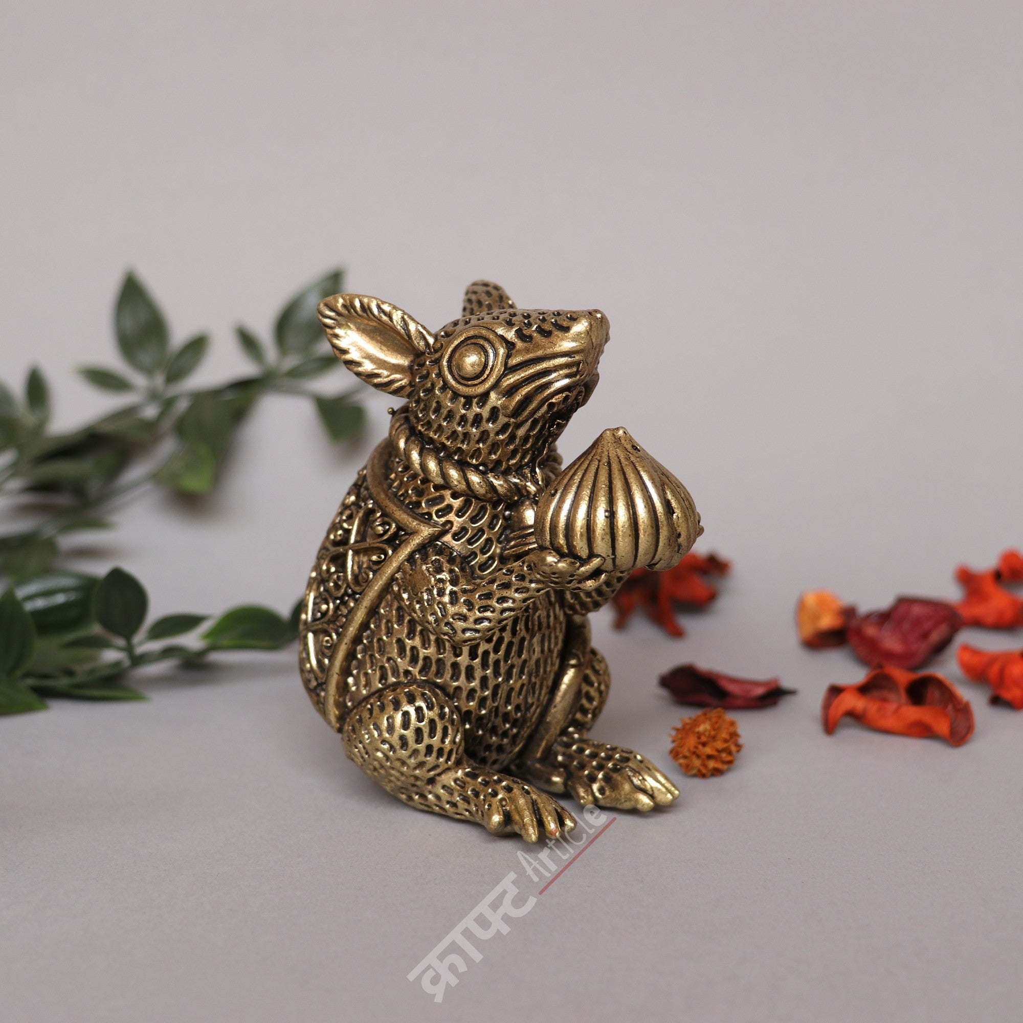 Brass Mouse with Modak Figurine