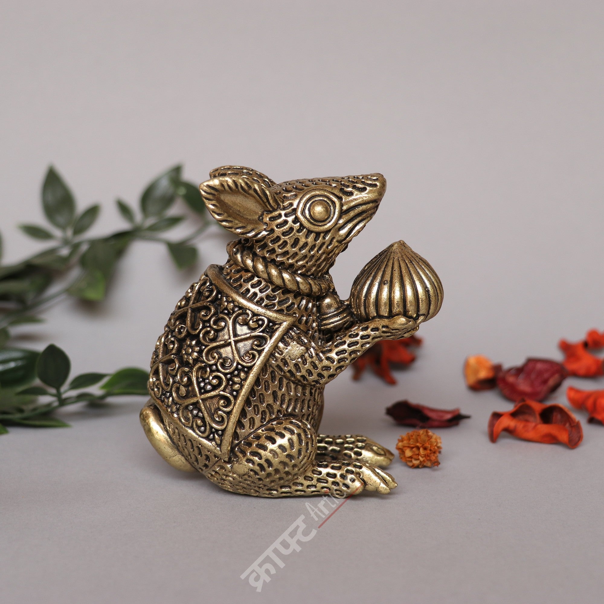 Brass Mouse with Modak Figurine