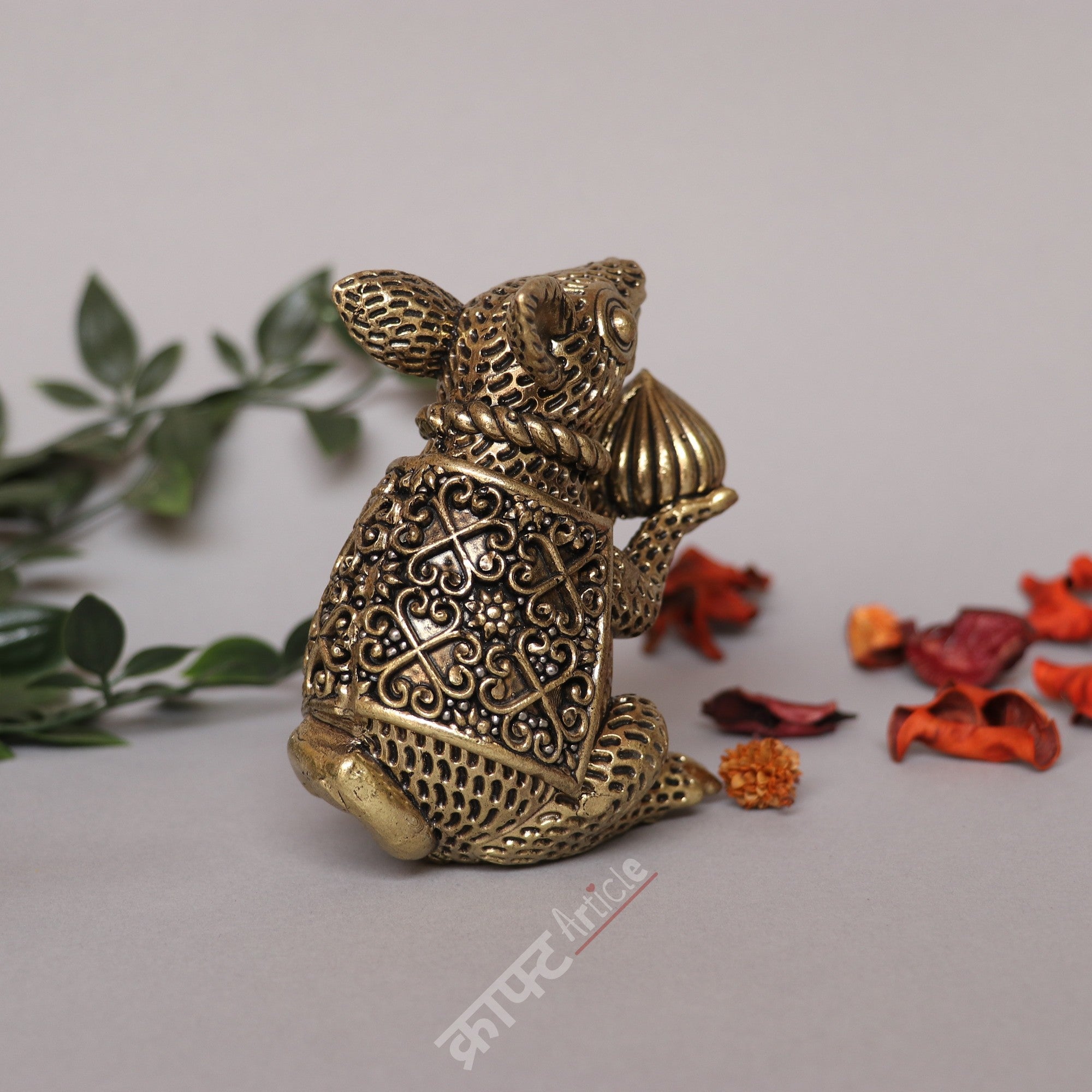 Brass Mouse with Modak Figurine