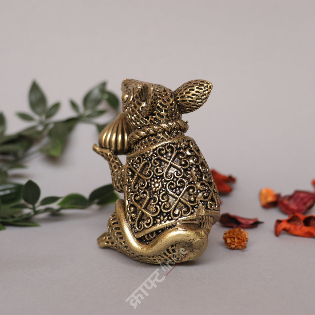 Brass Mouse with Modak Figurine