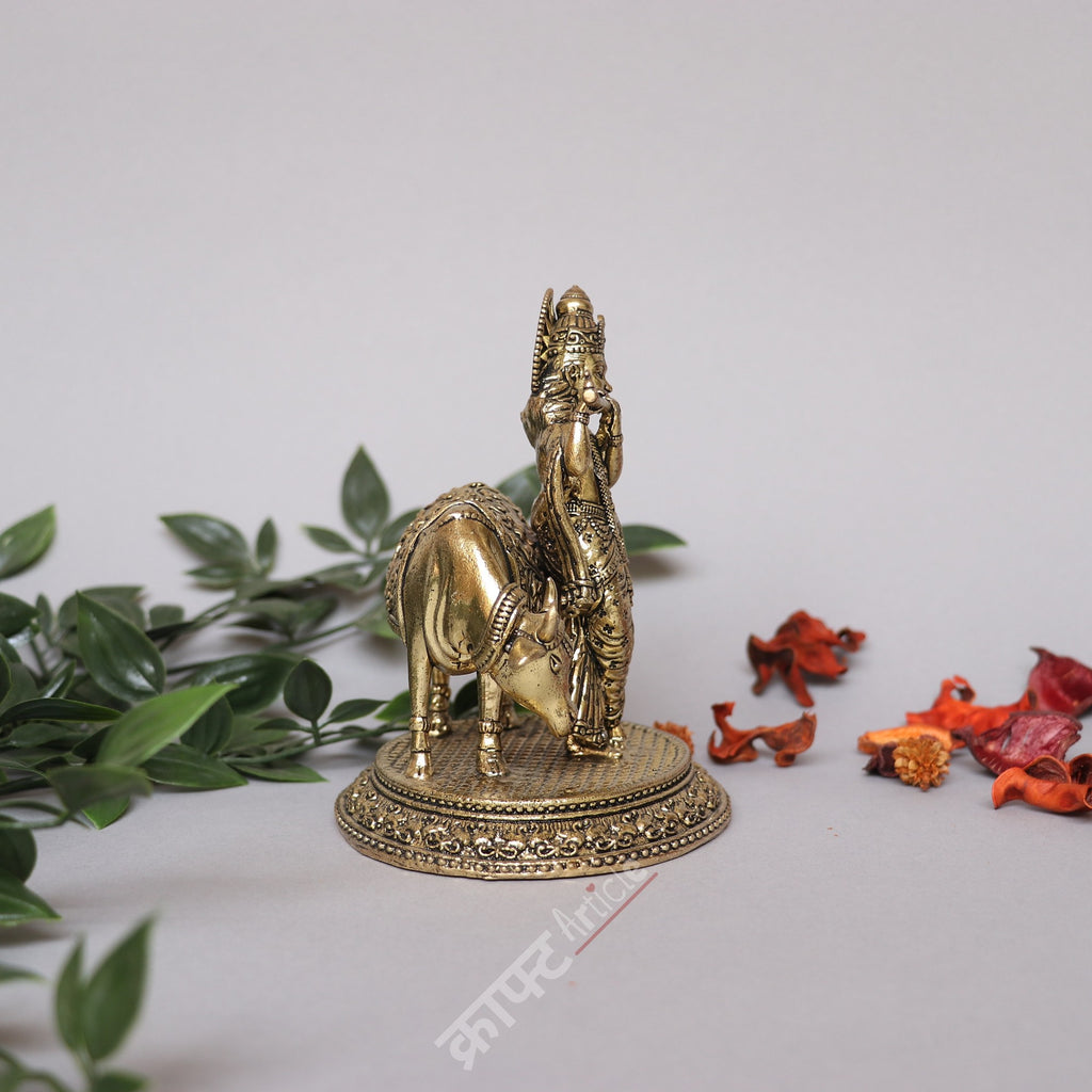 Brass Cow Krishna Idol