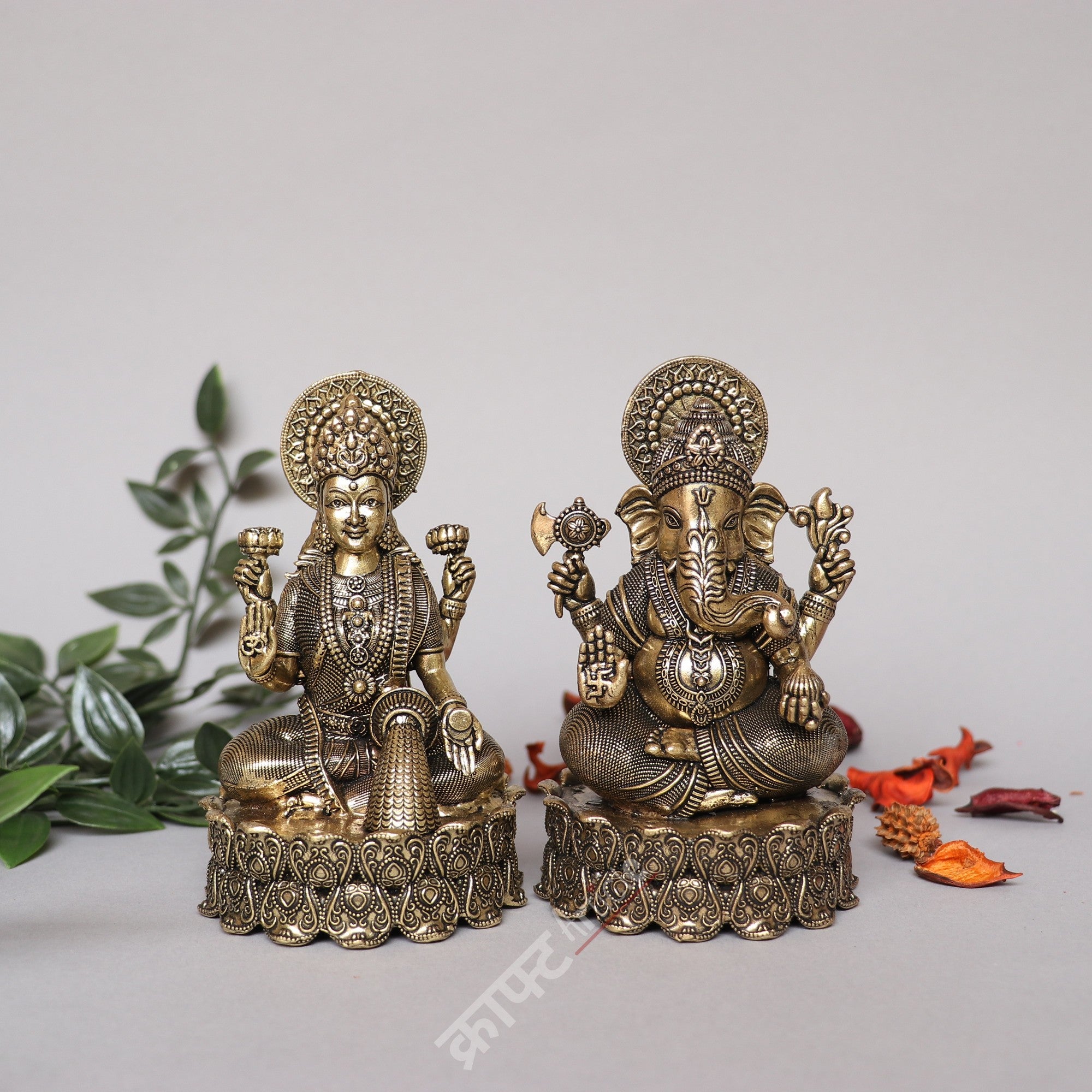 Brass Superfine Goddess Lakshmi and Ganesh Idol