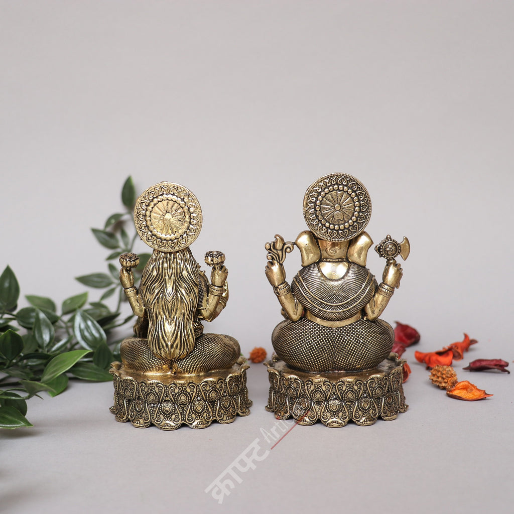 Brass Superfine Goddess Lakshmi and Ganesh Idol