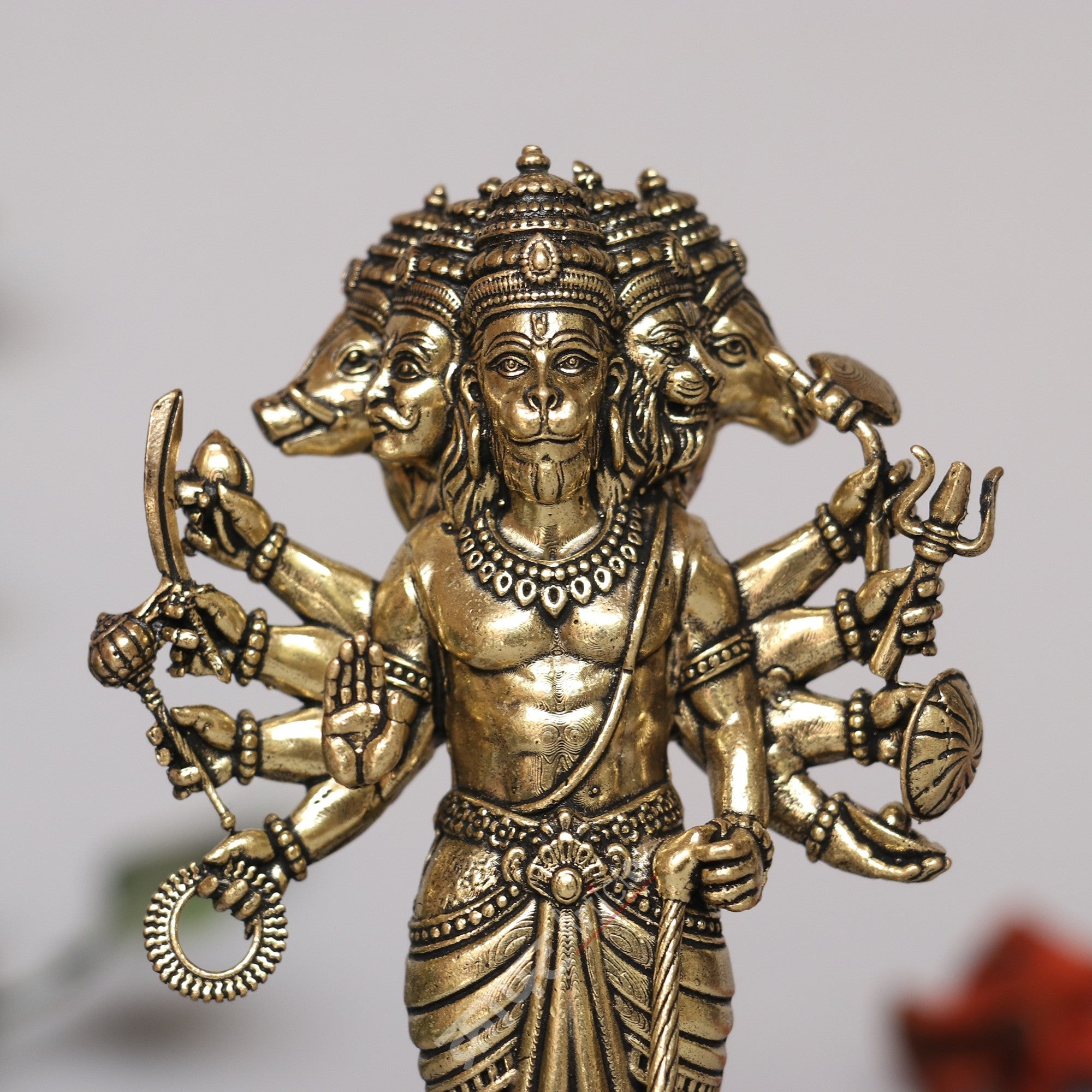 Brass Panchmukhi Hanuman Idol