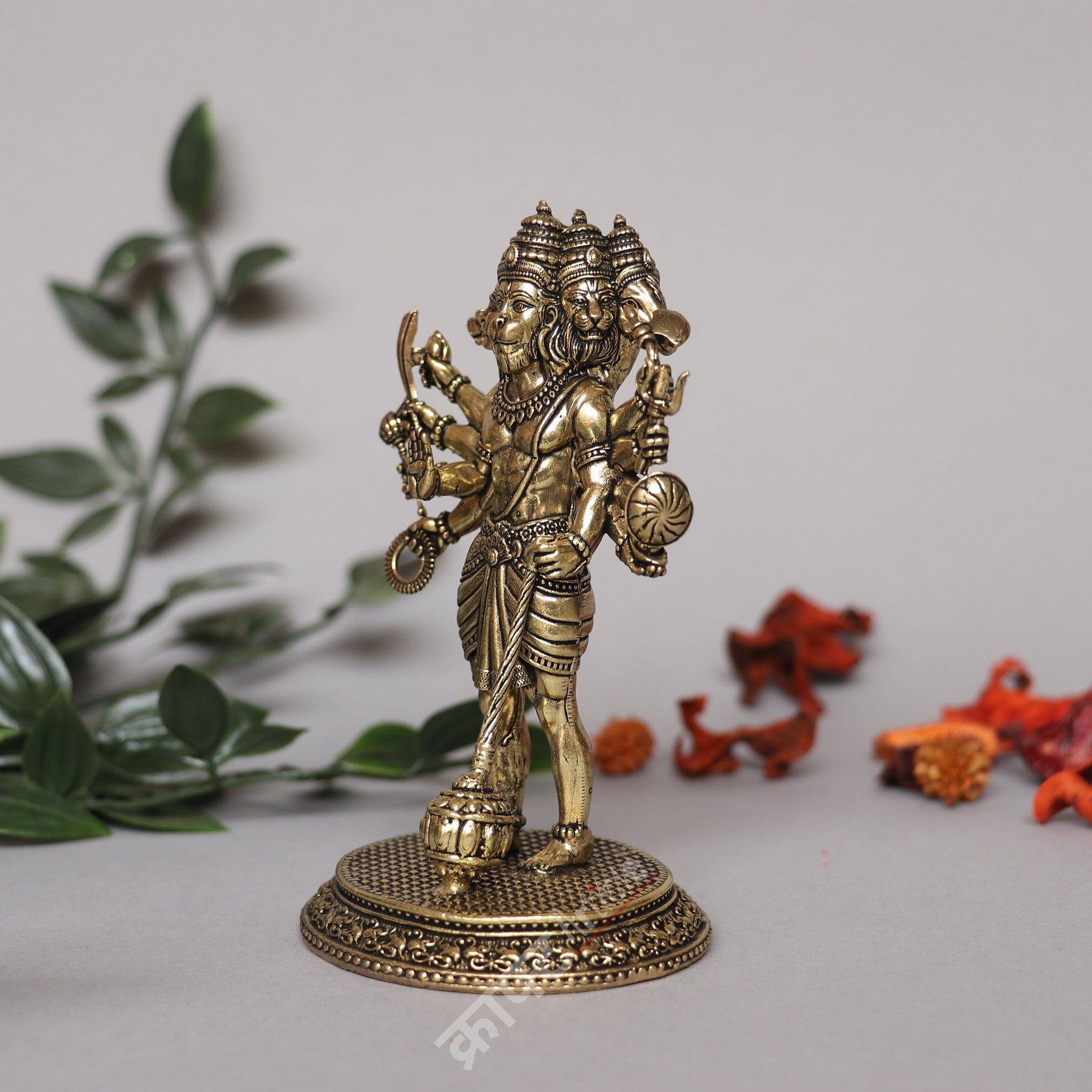 Brass Panchmukhi Hanuman Idol