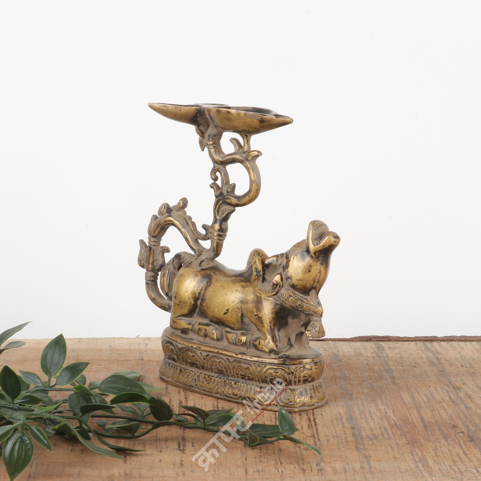 Brass Sitting Nandi Oil Lamp