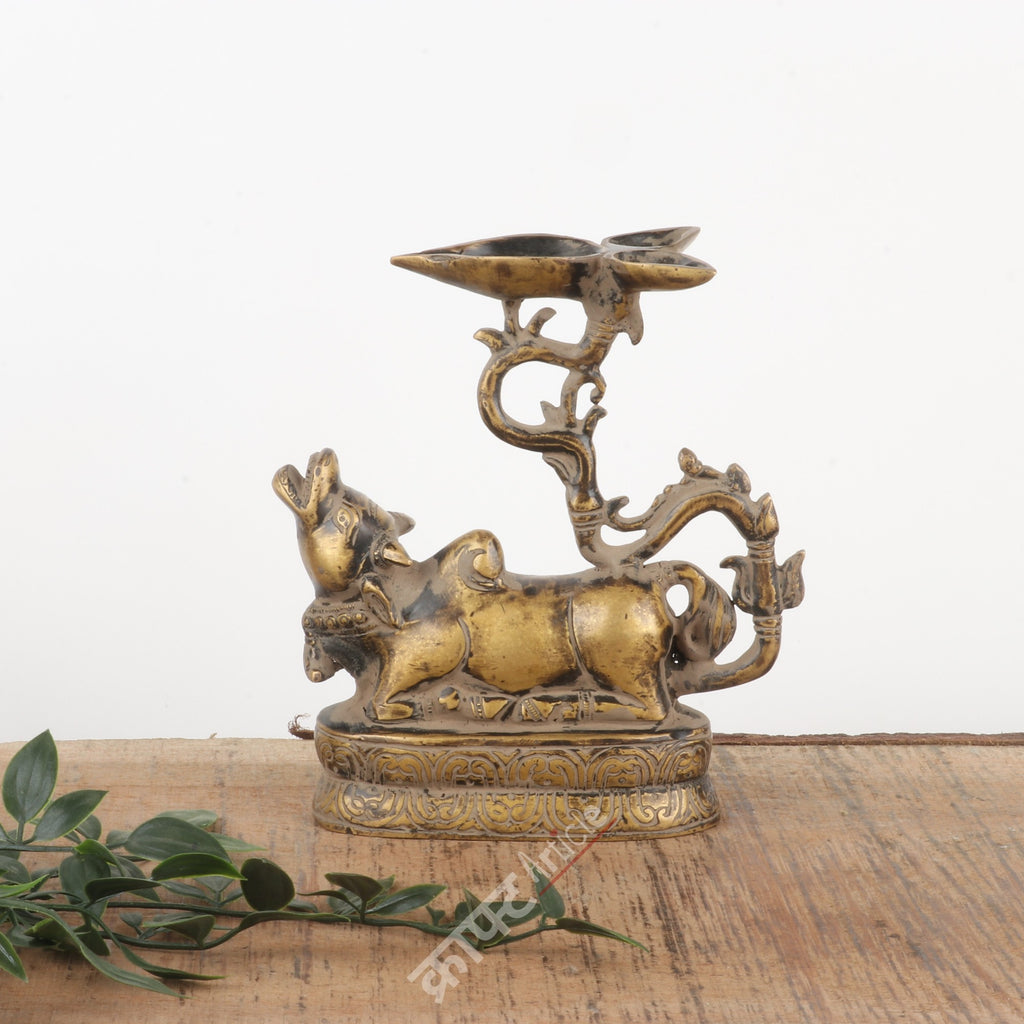 Brass Sitting Nandi Oil Lamp