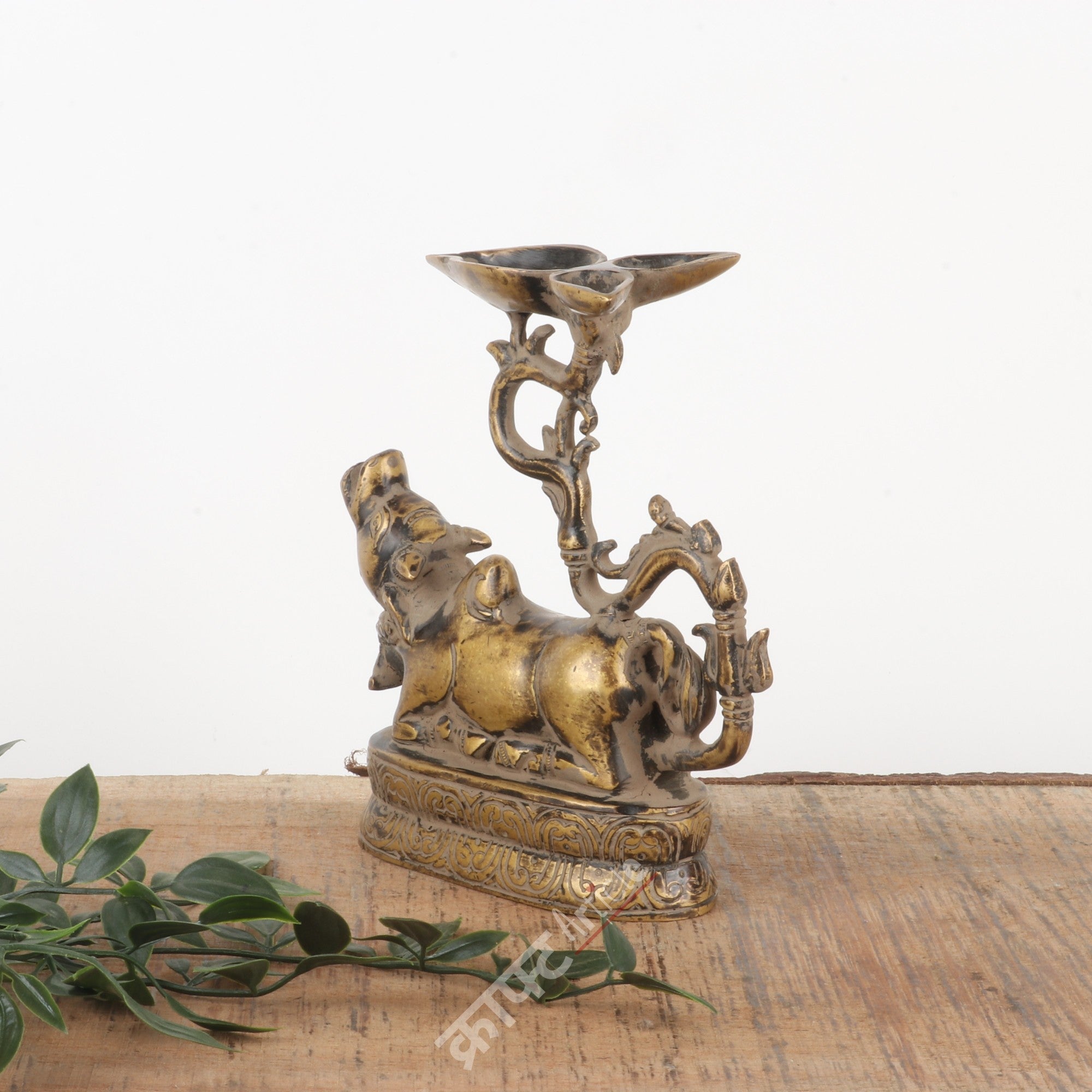 Brass Sitting Nandi Oil Lamp