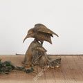 Brass Bird on Leaf Sculpture
