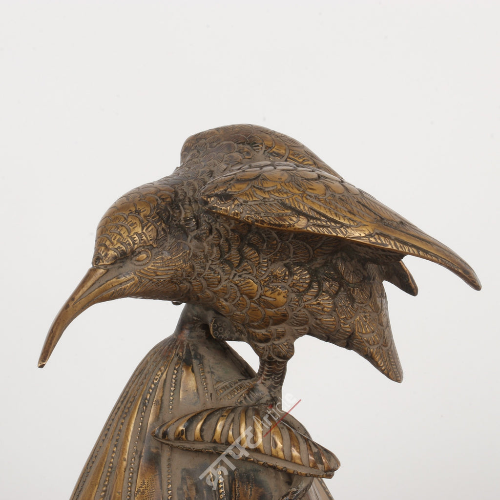 Brass Bird on Leaf Sculpture