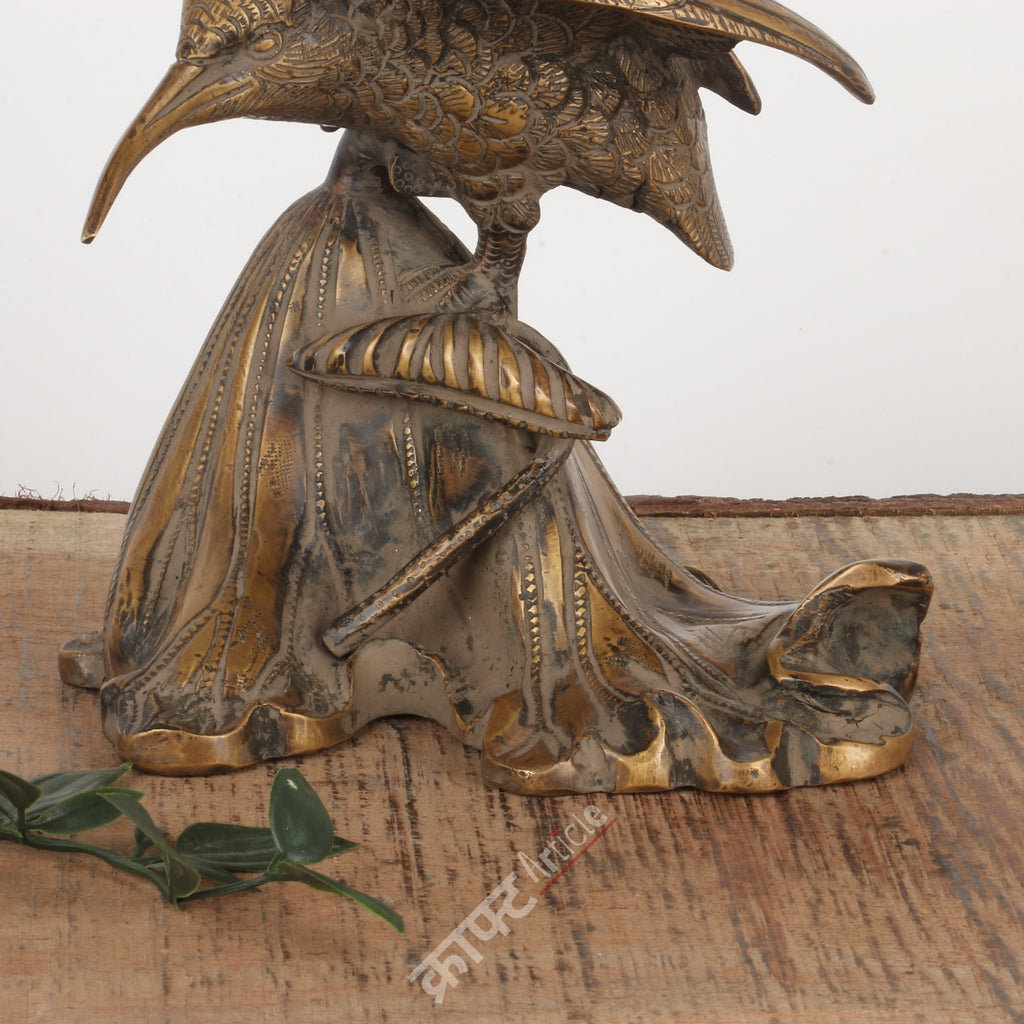 Brass Bird on Leaf Sculpture
