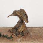 Brass Bird on Leaf Sculpture