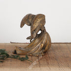 Brass Bird on Leaf Sculpture