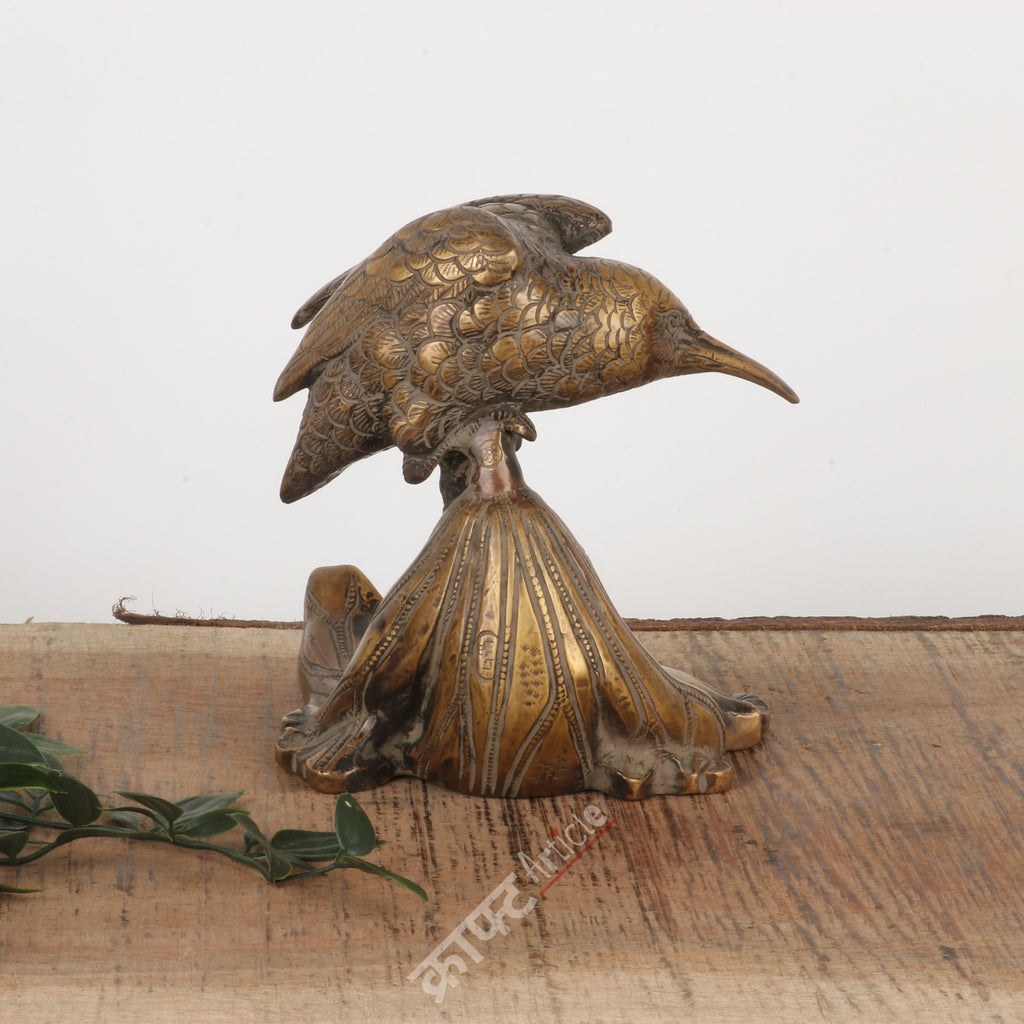 Brass Bird on Leaf Sculpture