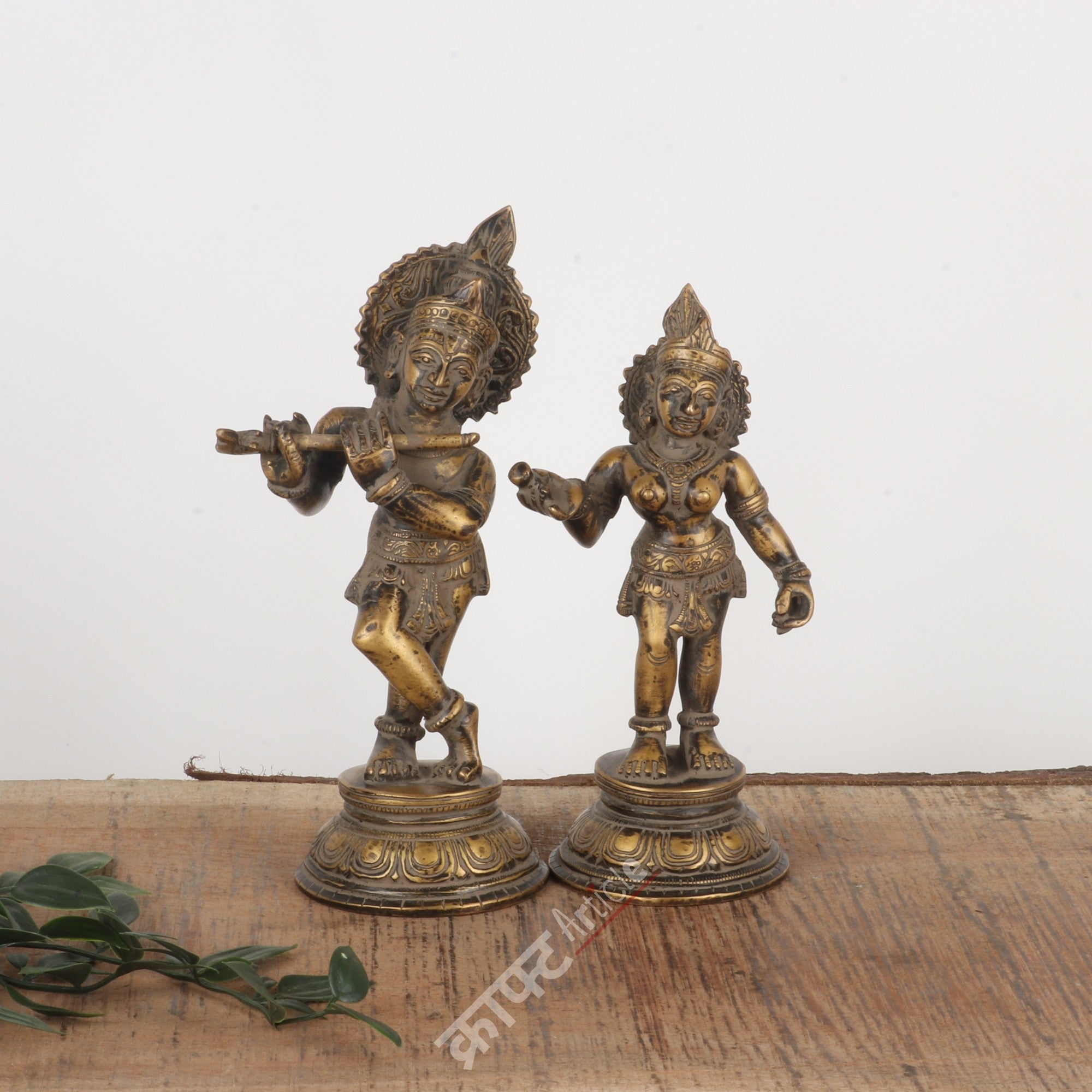 Brass Radha Krishna Idol 8"