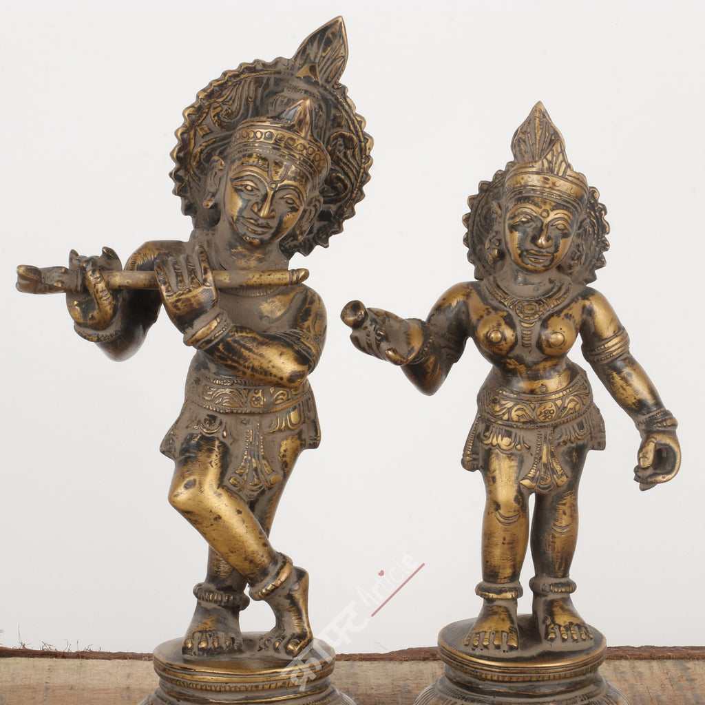 Brass Radha Krishna Idol 8"