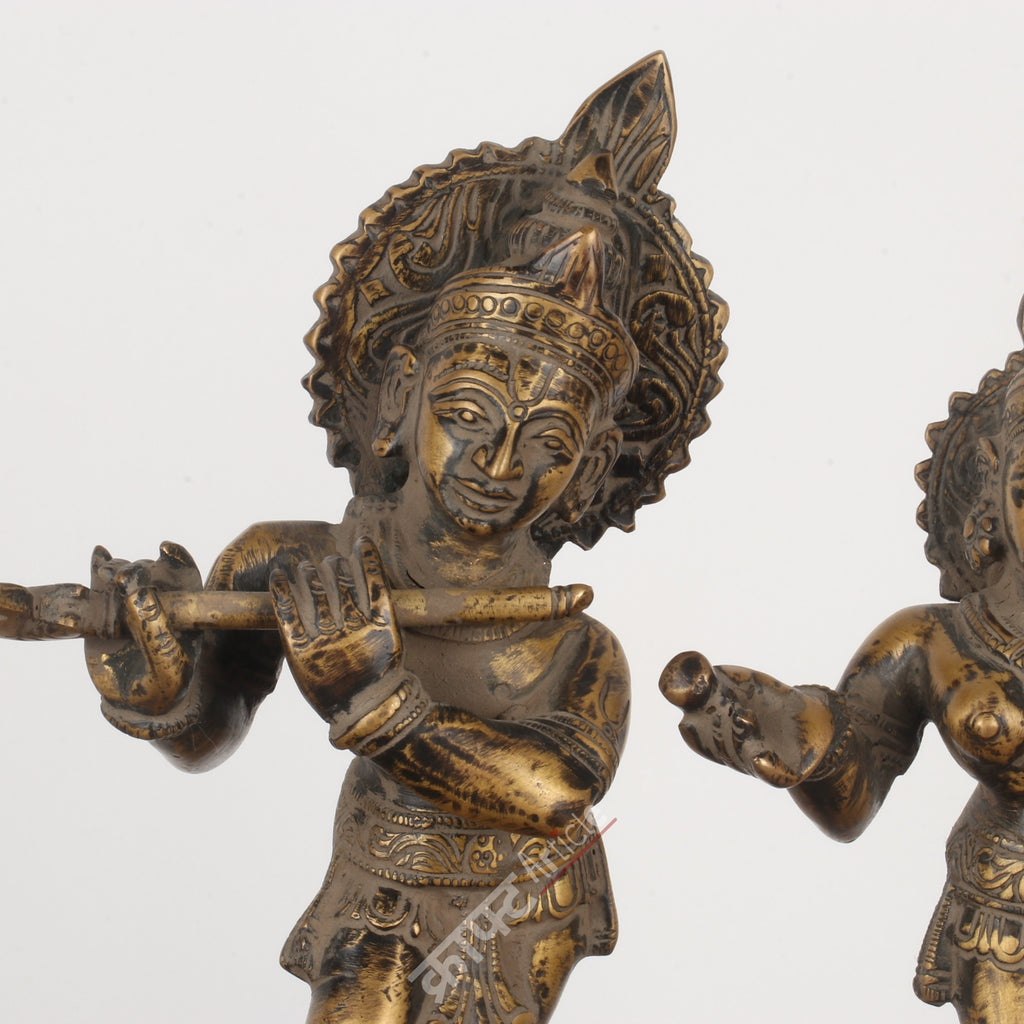Brass Radha Krishna Idol 8"