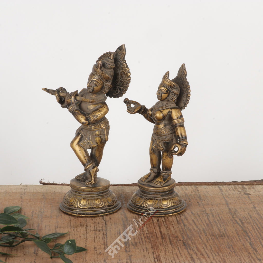 Brass Radha Krishna Idol 8"