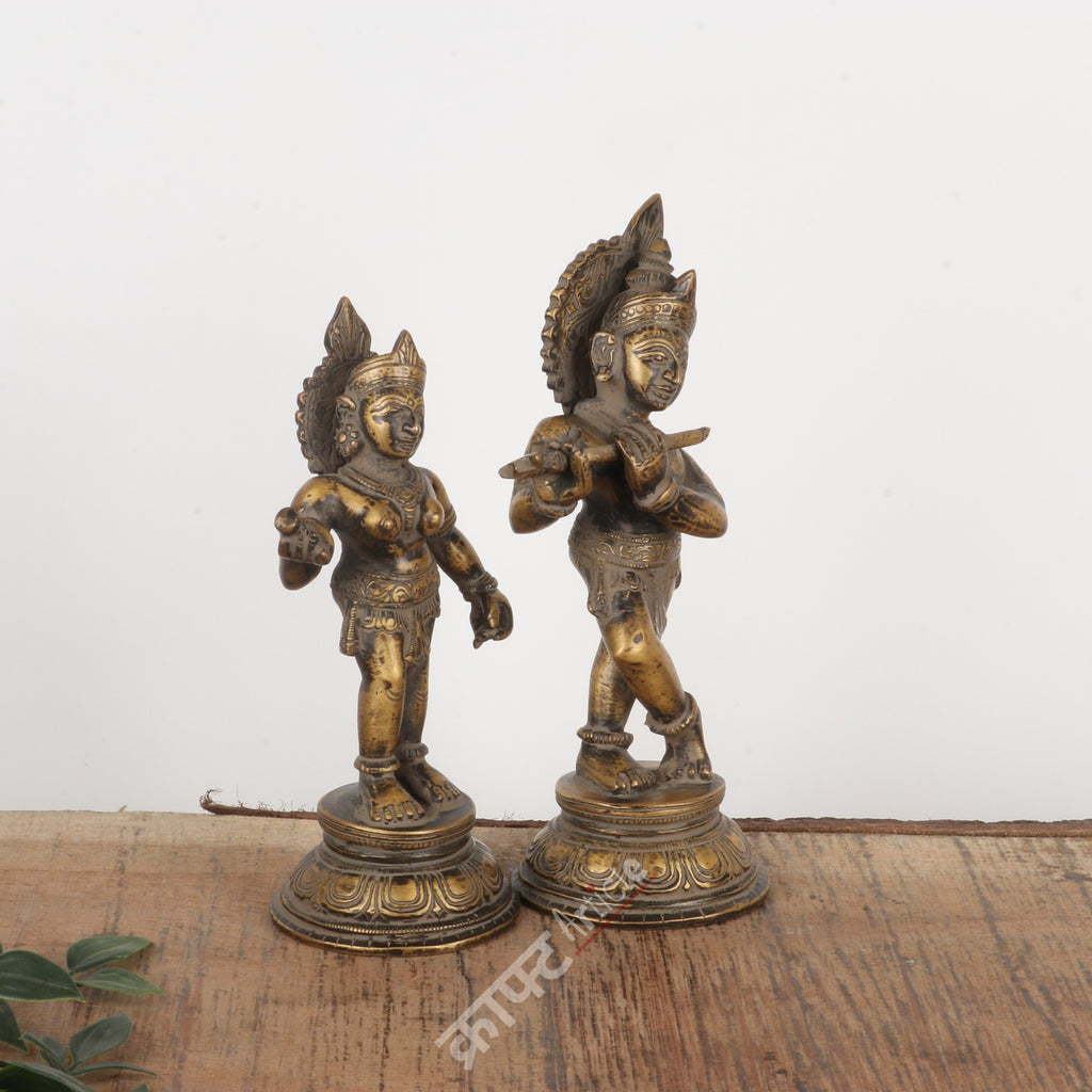 Brass Radha Krishna Idol 8"