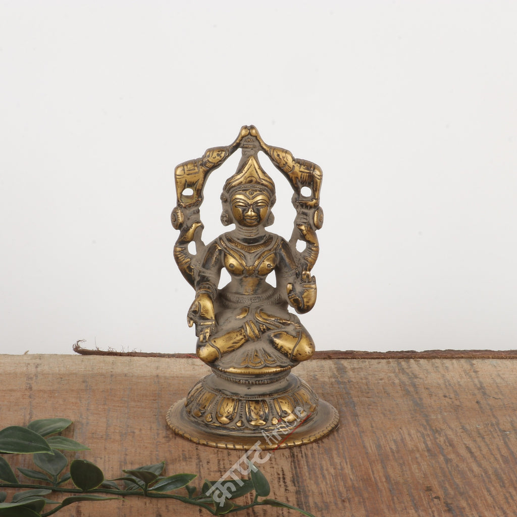 Brass Gaja Lakshmi Idol 6"