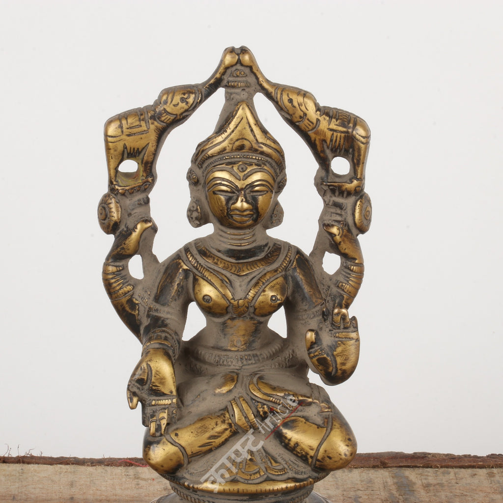 Brass Gaja Lakshmi Idol 6"